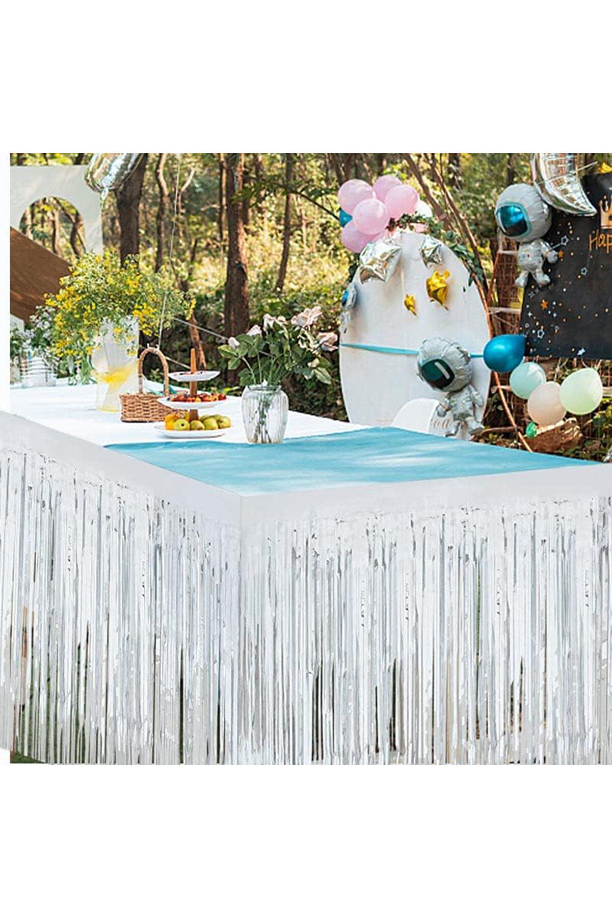 Go İthalat G&uuml;m&uuml;ş Metali̇ze Masa Eteği̇ 275X75 Cm - Kendi̇nden Yapışkanlı (5258)