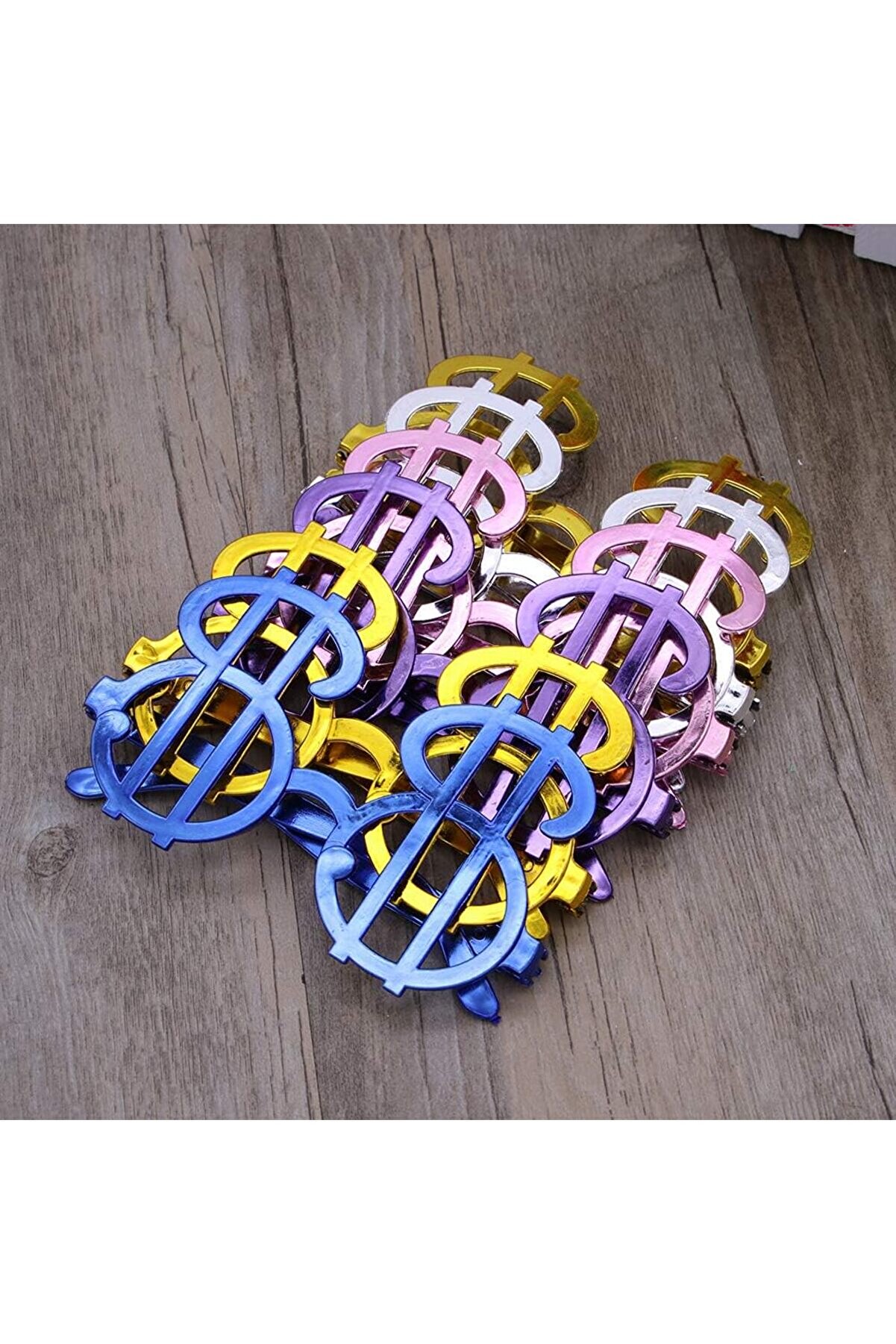 Go İthalat Dolar Şeki̇lli̇ Metali̇ze Parti̇ G&ouml;zl&uuml;ğ&uuml; 6 Adet (5258)