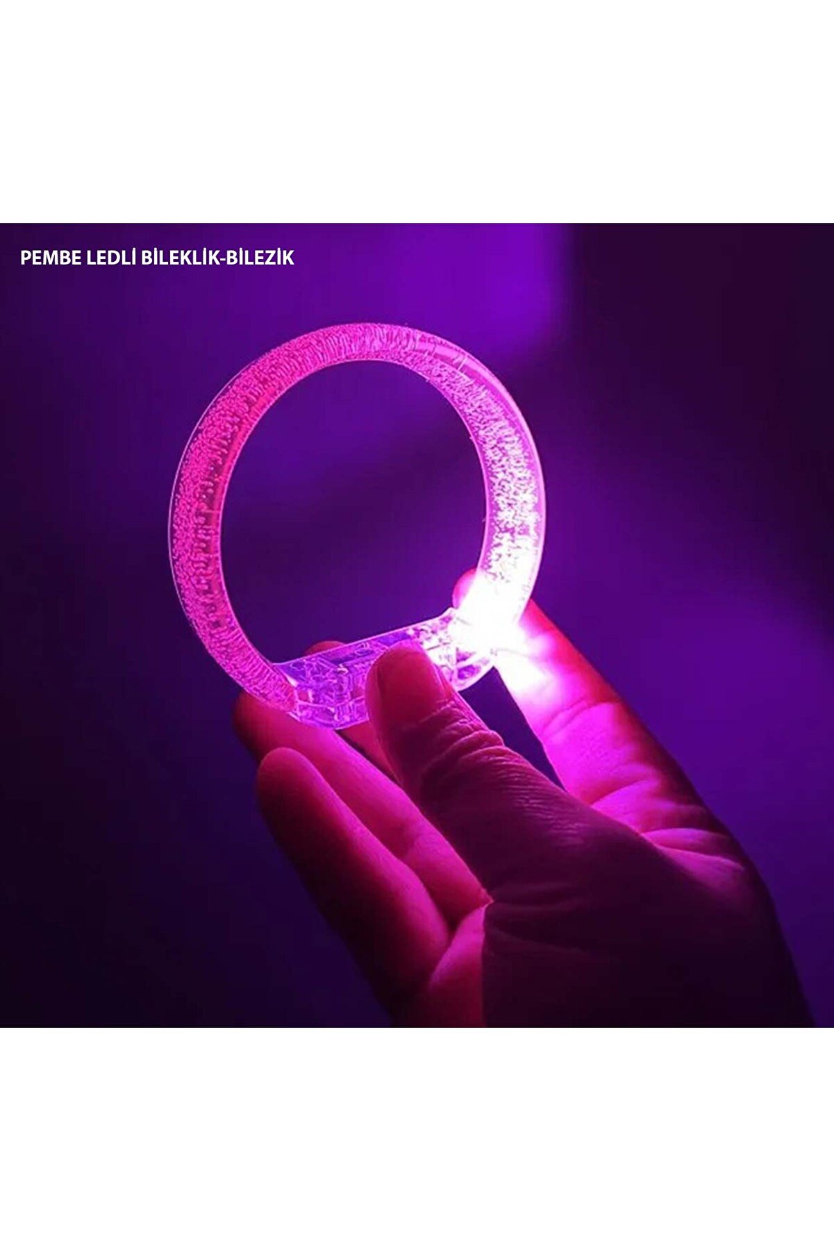 Go İthalat Pembe Led Işıklı Baskı Yapılabi̇len Pi̇lli̇ Bi̇lekli̇k Bi̇lezi̇k 1,5 Cm Geni̇şli̇k (5258)