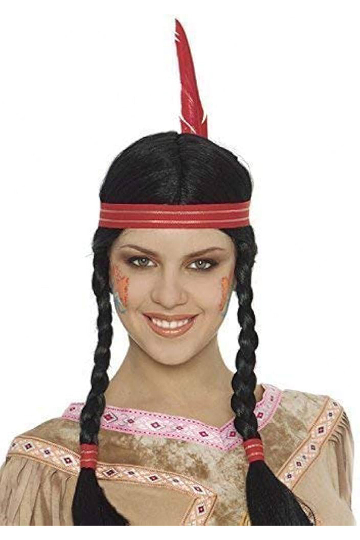 Go İthalat T&uuml;yl&uuml; &Ouml;rg&uuml;l&uuml; Hi̇nt Peruğu Kızılderi̇li̇ Peruğu (5258)