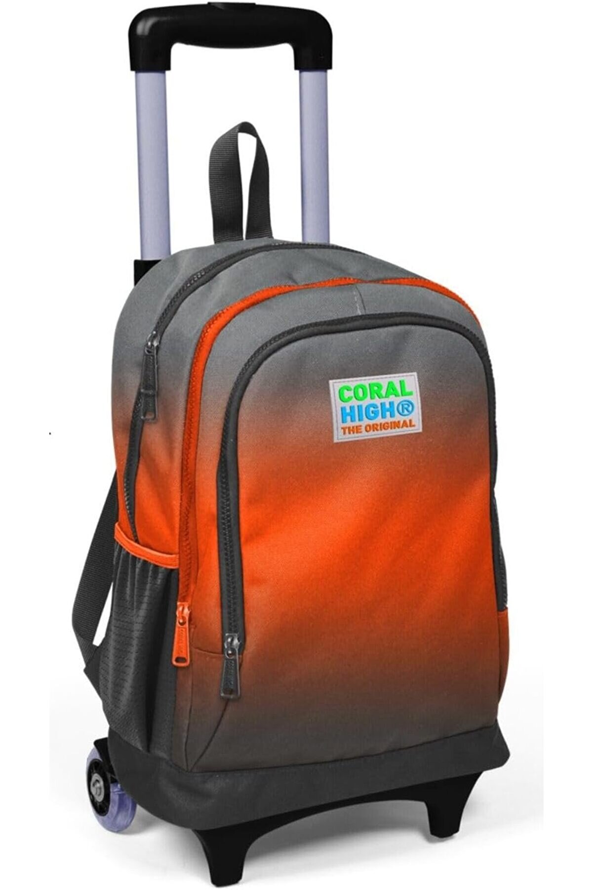 STOREMAX ynsShoping Işıklı Tekerlekli Gradyan Çekçek Okul ve Seyahat Çantası Kız ve Erkek Çocuk Siyah Turuncu