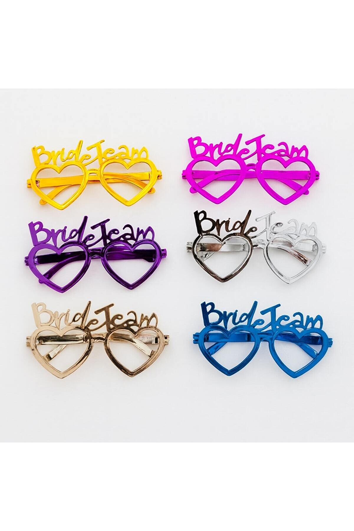 Go İthalat Kalpli̇ Bri̇de Team G&ouml;zl&uuml;k Seti̇ 6 Renk - Kına & D&uuml;ğ&uuml;n Parti̇leri̇ İ&ccedil;i̇n (5258)