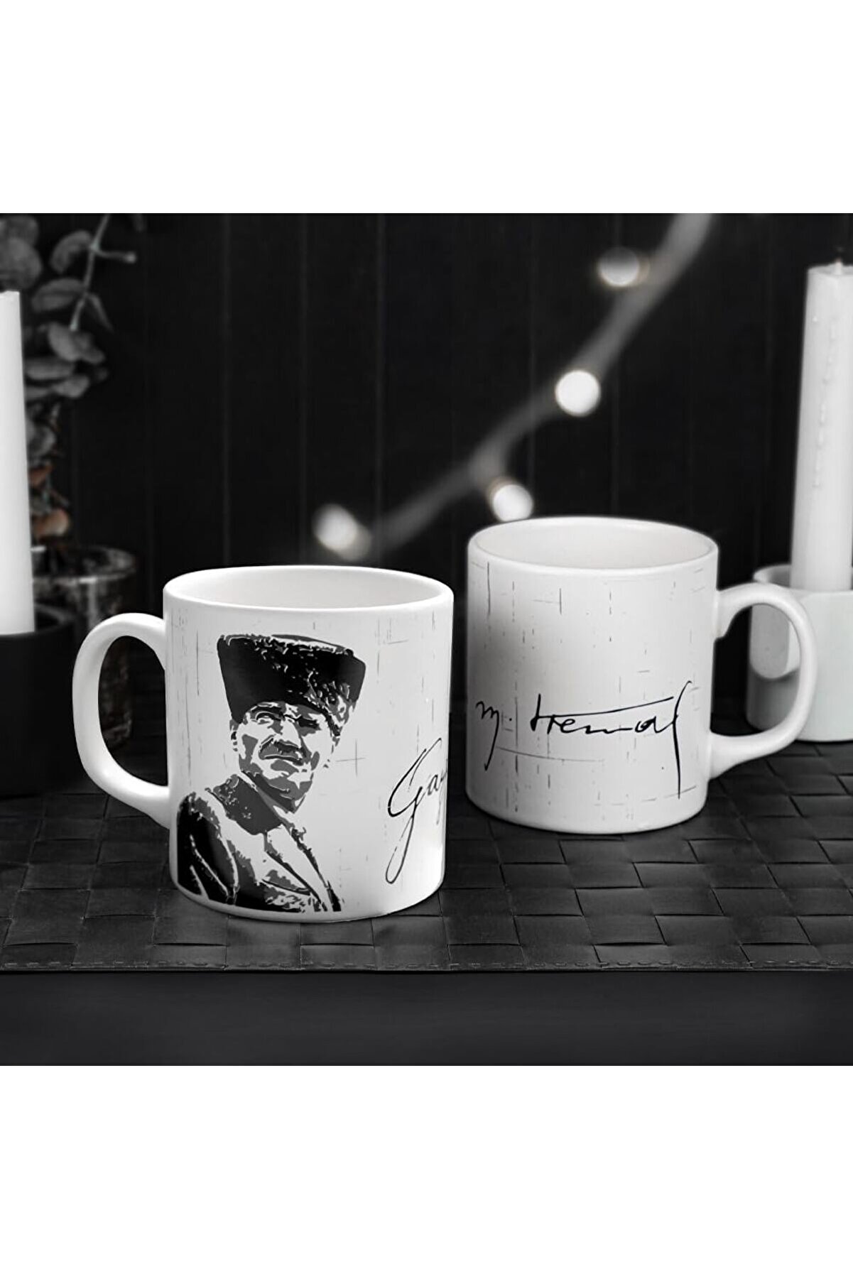 STOREMAX Atatürk Portreli İmza Beyaz Silindir Kupa 1 Adet