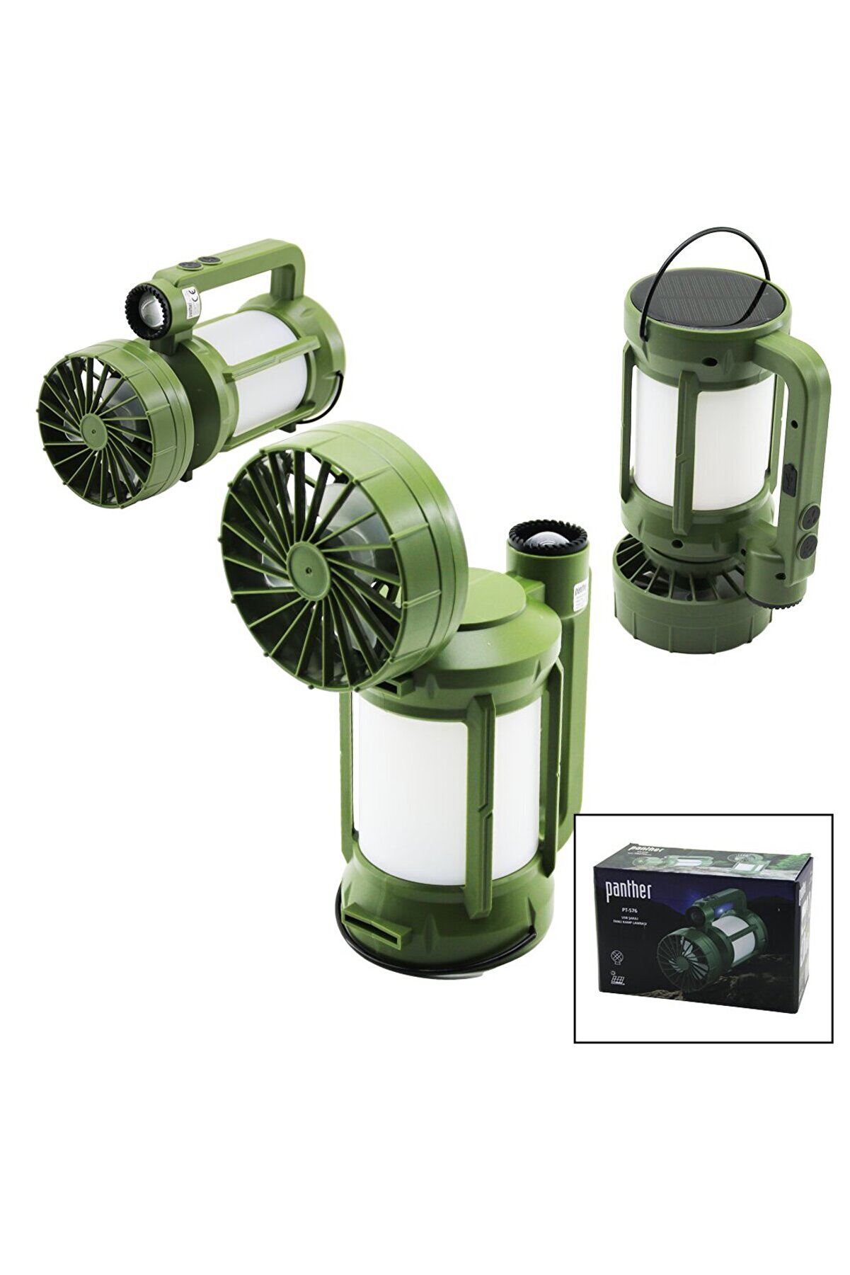 Go İthalat 3İn1=Fan - 2-Fener Solar - Usb Şarj Vanti̇lat&ouml;r - Kamp Lamba Fener10W+5Wfan
