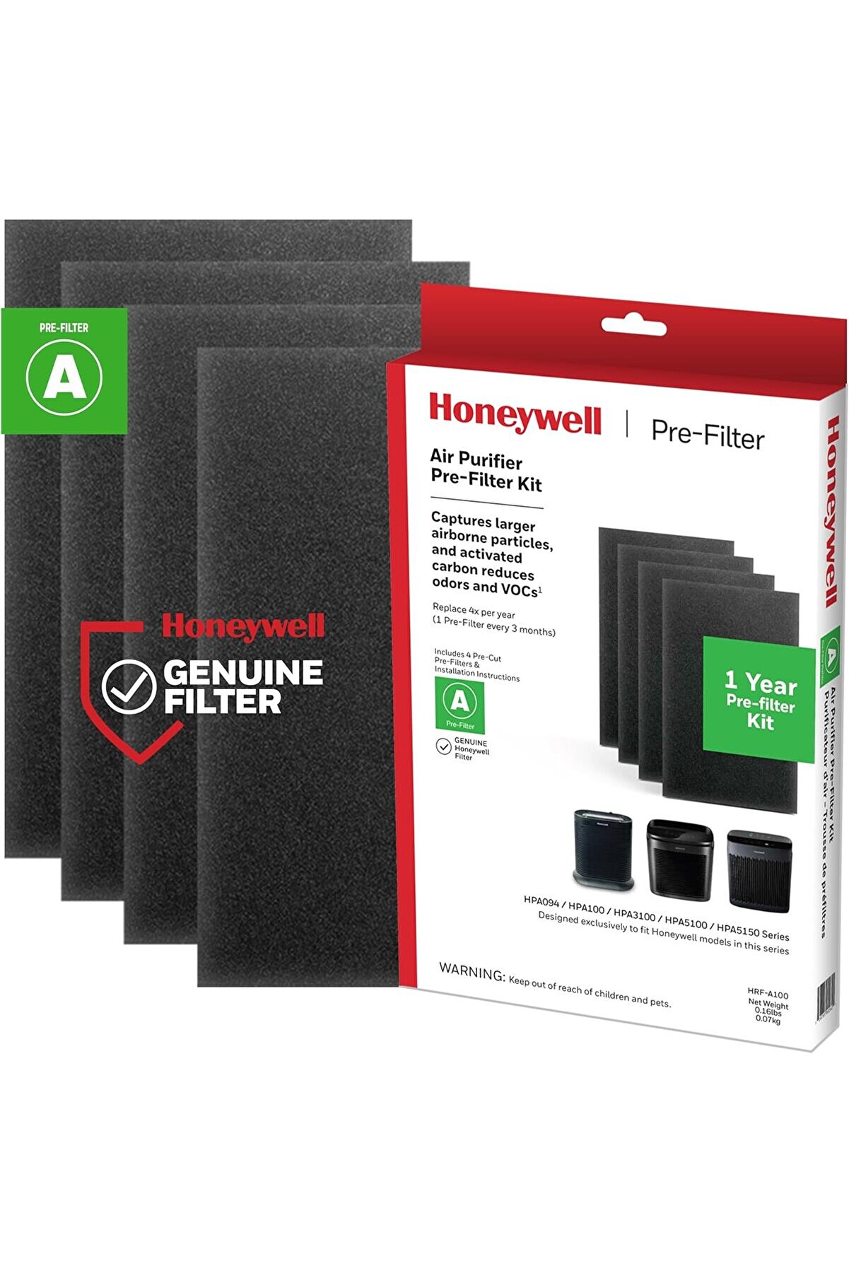 STOREMAX snShop HRF-A100 Hava Temizleyici Ön Kit Filtresi, 4'lü Paket - Alerjen Hava Filtresi Toz, VOC, Evc