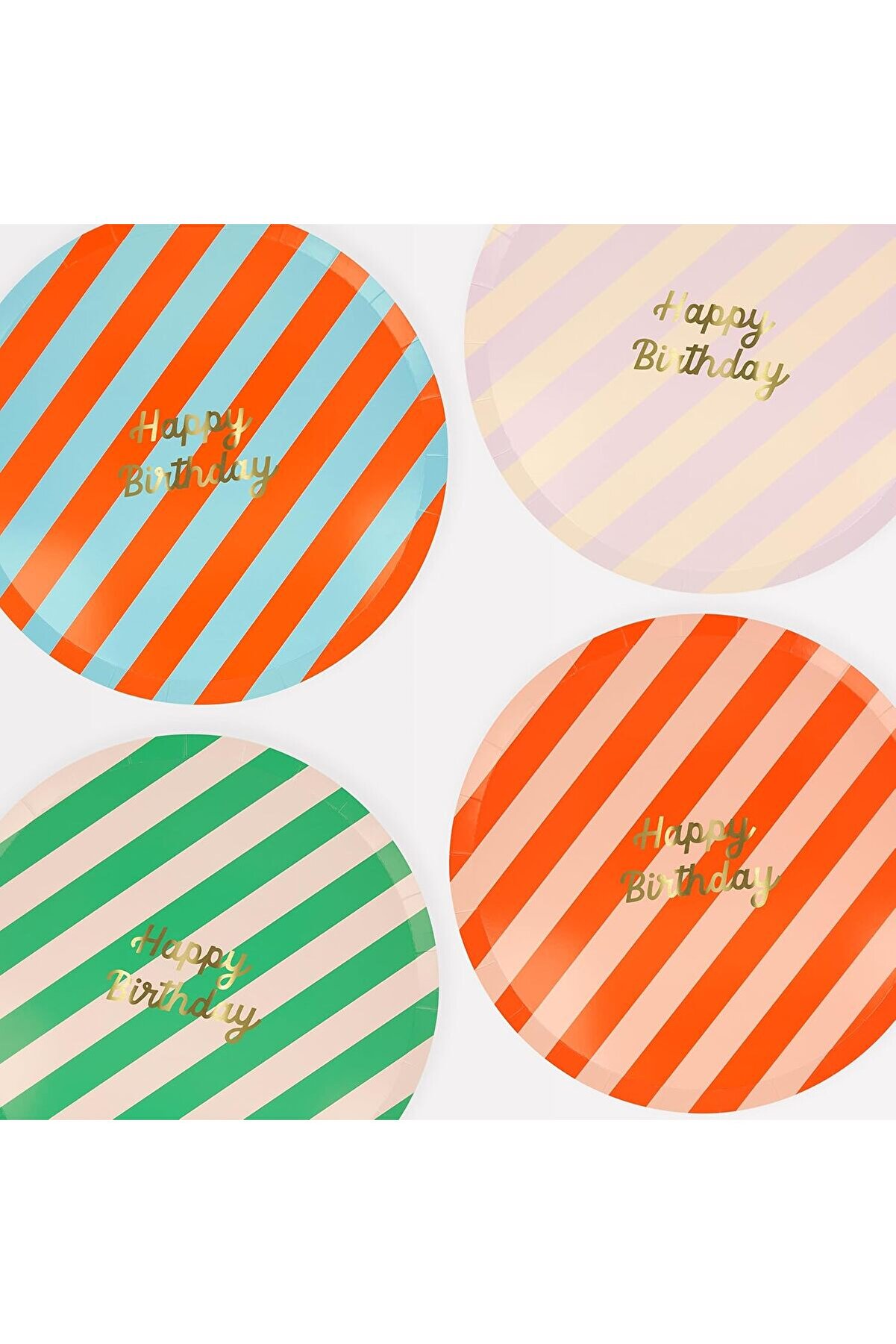 STOREMAX snShop Meri - Stripe Happy Birthday Dinner Plates - Çizgili Happy Birthday Tabaklar (L) (x8) 46743