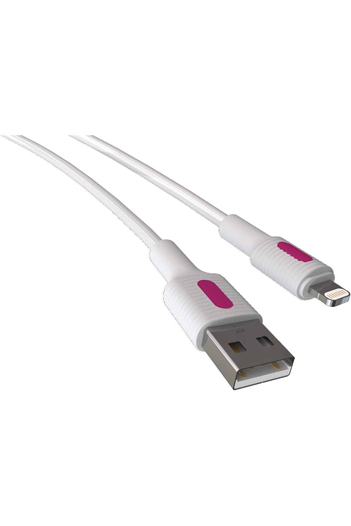 STOREMAX vegaShop Coral iPhone Uyumlu USB A-Lightning Şarj Kablosu, Beyaz Kablo, Fuşya/Beyaz Uçlar (150 CM
