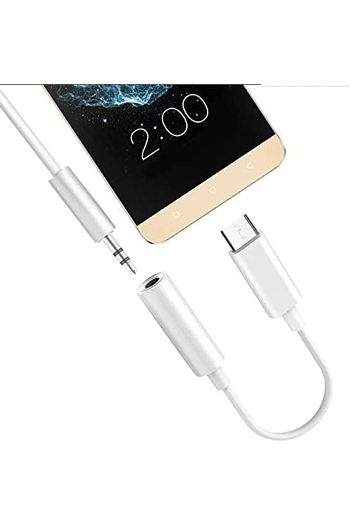 Type C To 3.5Mm Kulaklık/Aux/Şarj Dönüştürücü Si̇yah