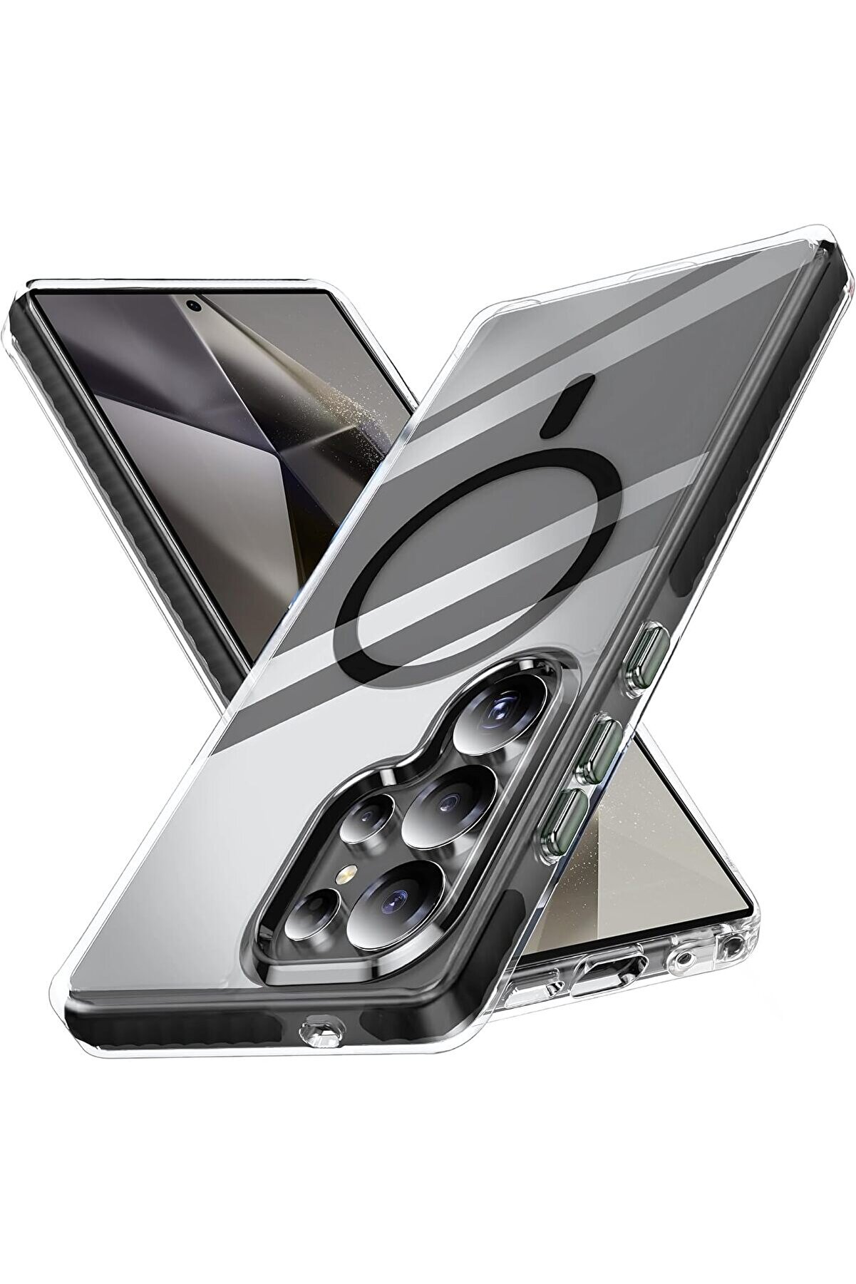 STOREMAX modaflux S24 Ultra 6.8'' İ&ccedil;in ile Uyumlu (2025) Şeffaf Kılıf Dalgalı Bumper Tasarım K&ouml;şe Korumalı Ar