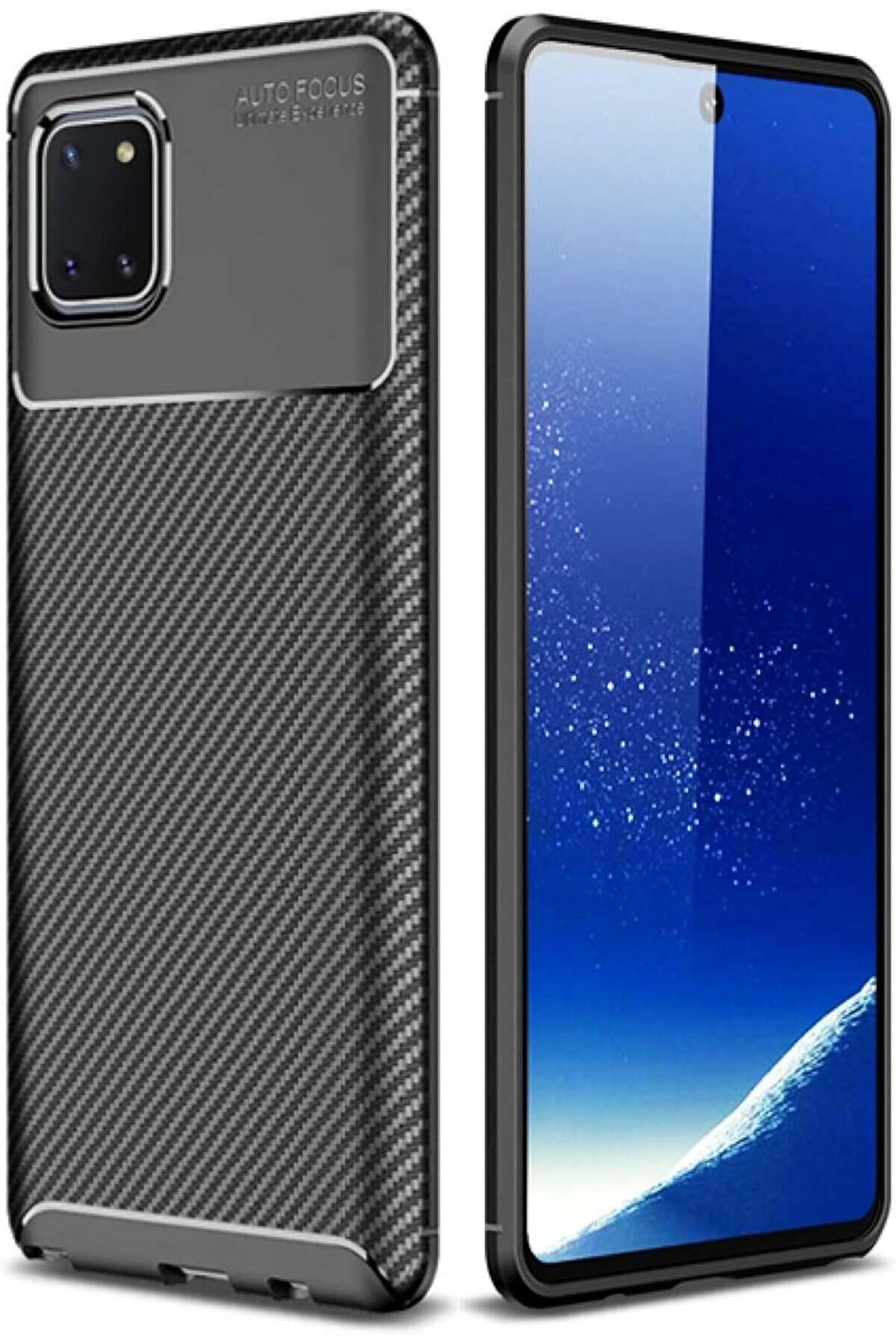 STOREMAX lvnshop 10 Lite ile Uyumlu Kılıf Silikon Parmak İzi Bırakmayan Karbon Soft Negro Kapak - Siyah 2241