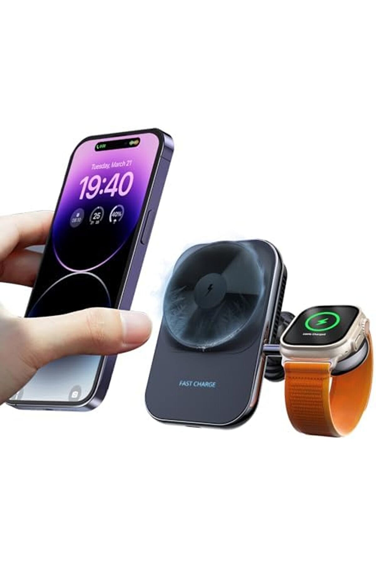Polysi̇ght Kablosuz Şarj İle Uyumlu Kablosuz Araç Şarj Aleti̇ 2 Si̇ 1 Arada, 15W Şarj Aleti̇ 2 Amper Ara