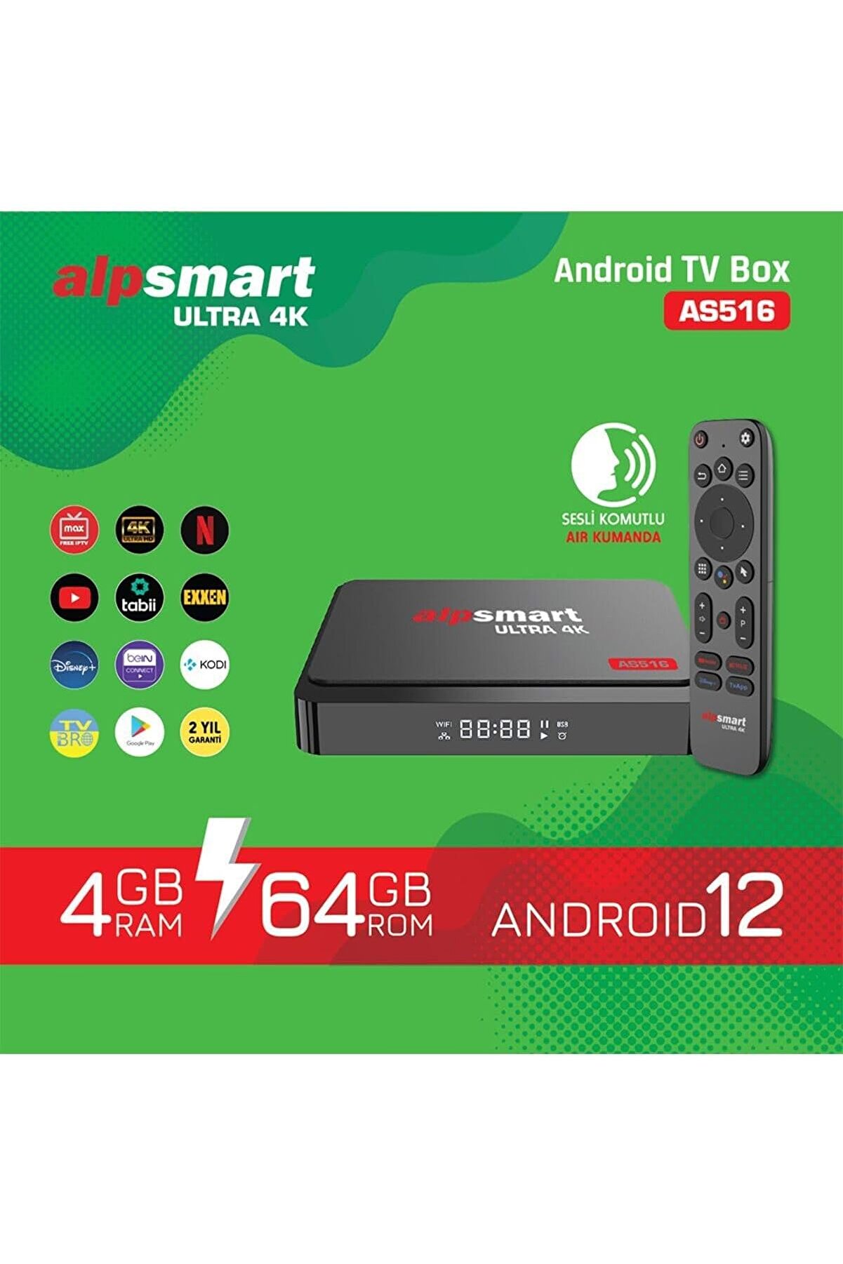 Androıd Tv Box Ses Komutlu Kumanda 4 Gb Ram 64 Gb Hafıza Maxshtr 1053513
