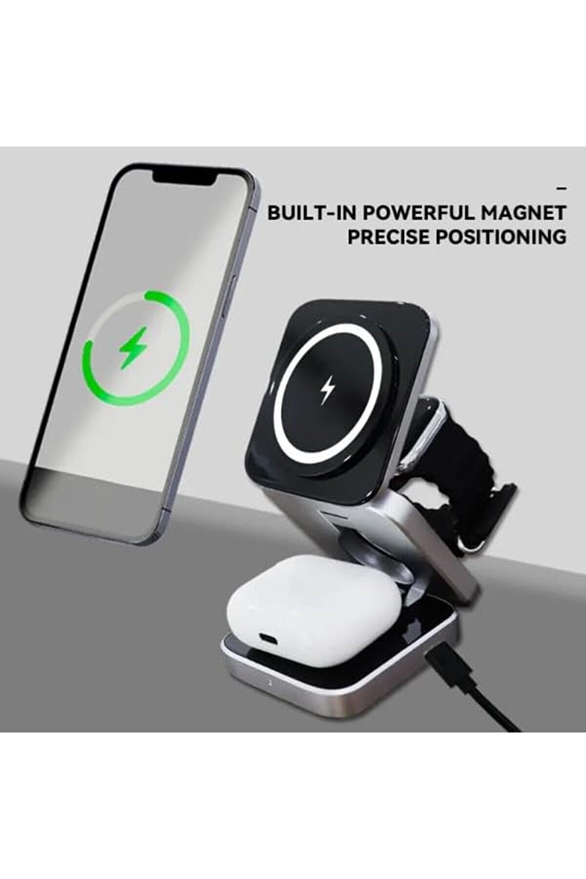 Lvnshop Uyumlu 3İn1 Kablosuz Şarj Ci̇hazı Uyumlu Uyumlu Masaüstü Portati̇f Katlanabi̇li̇r Taşınabi̇li̇r Ce