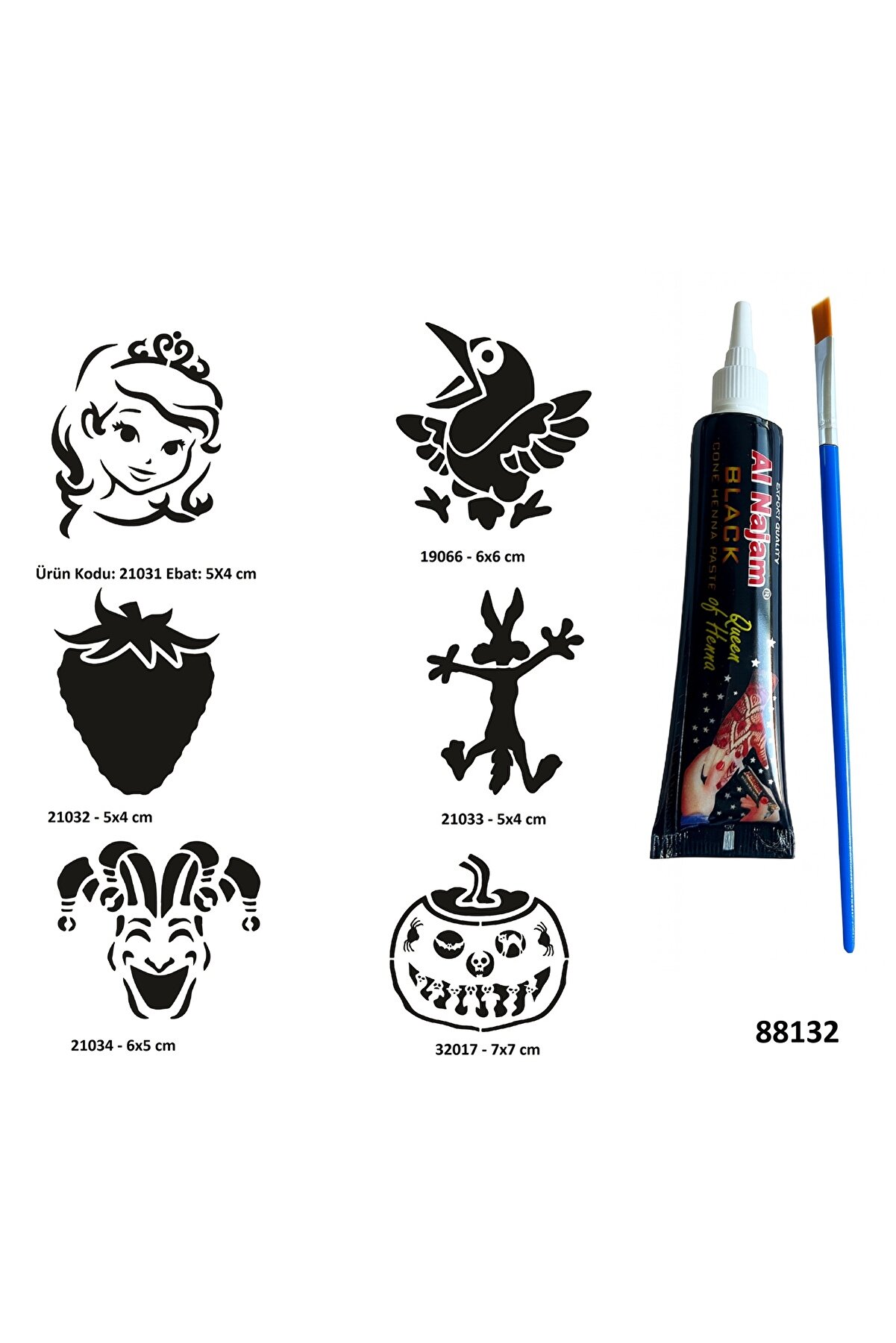 Ai̇rbrush Tattoo Çocuksu Semboller Si̇yah Hi̇nt Kınası Hedi̇yeli̇ Geçi̇ci̇ Dövme Yapma Seti̇