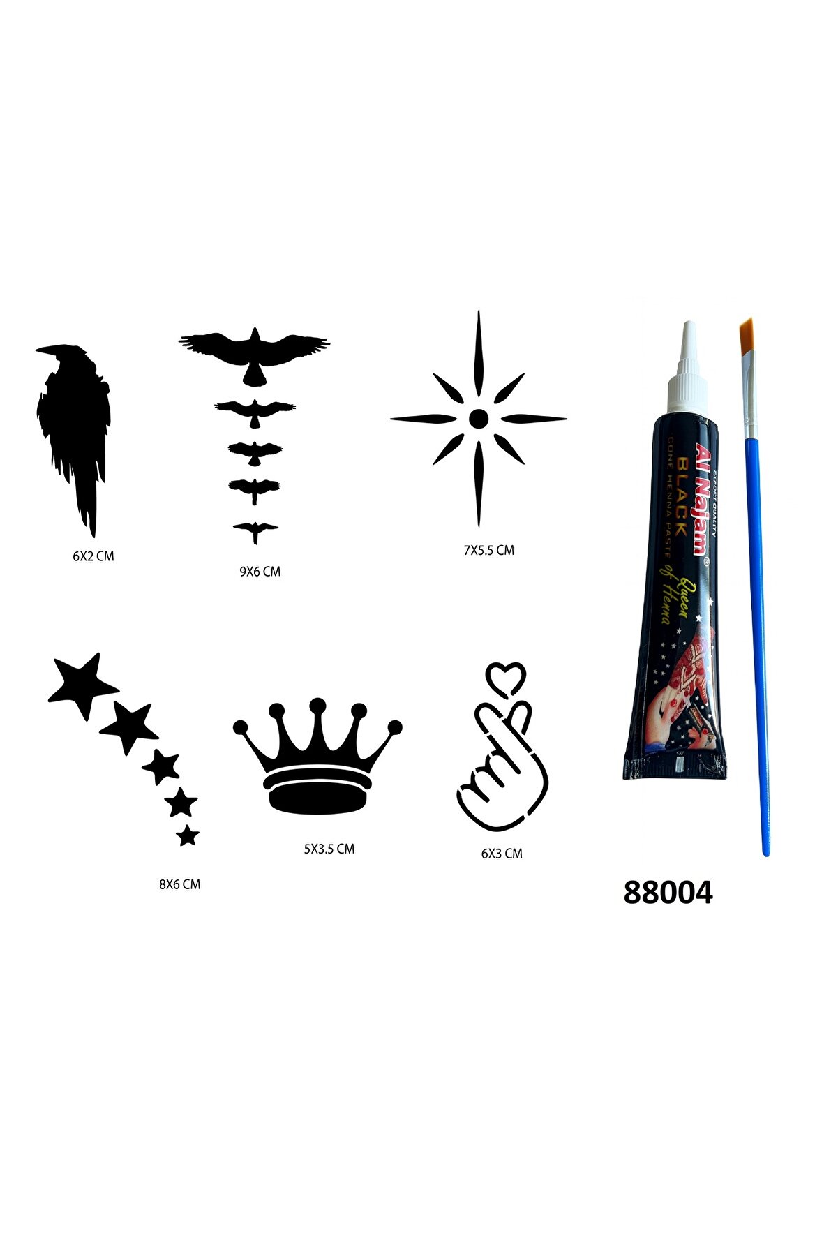Ai̇rbrush Tattoo Kuşlar Ve Yıldızlar Hi̇nt Kınasıyla Geçi̇ci̇ Dövme Seti̇