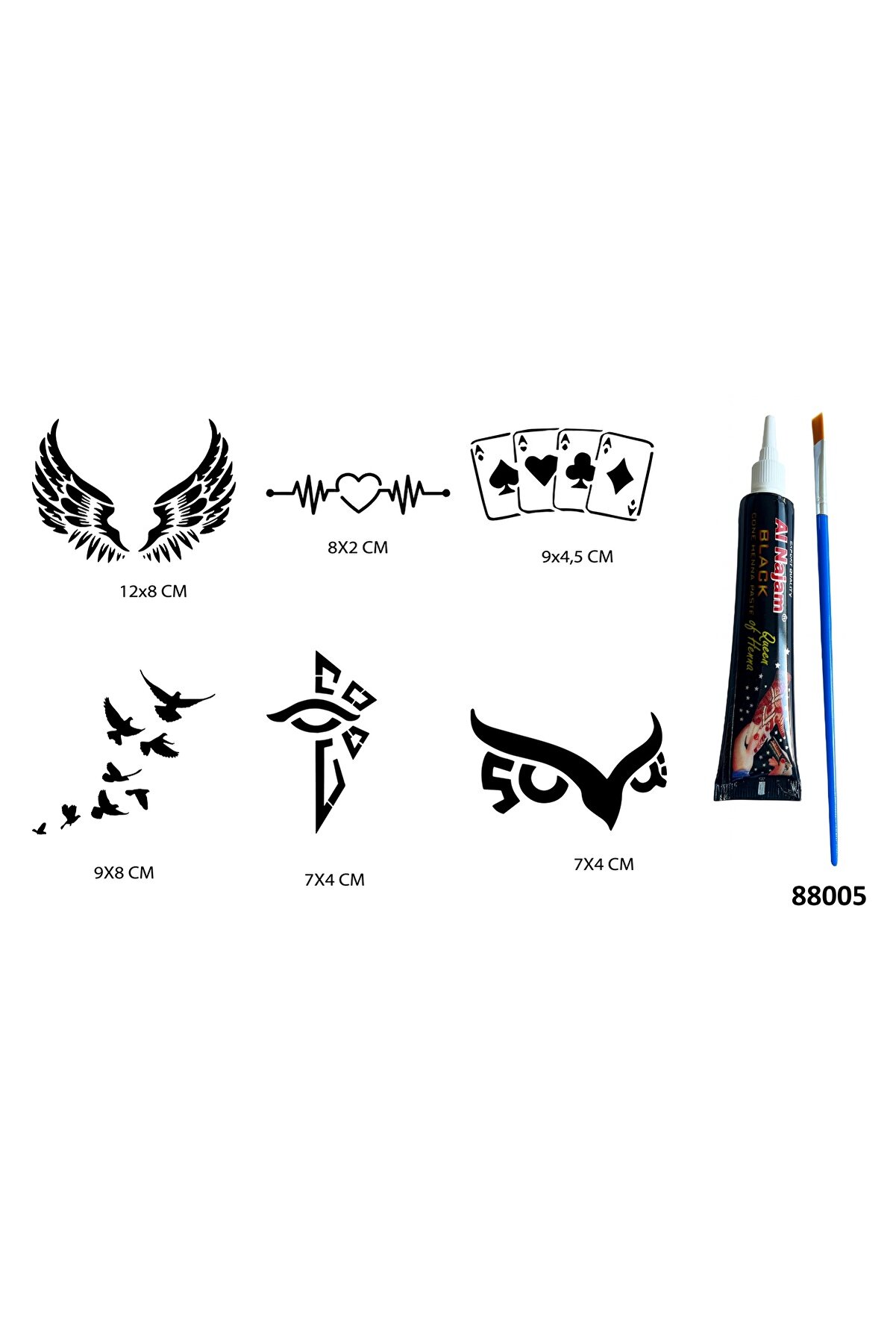 Ai̇rbrush Tattoo Tri̇bal Kanat Şansı Hi̇nt Kınasıyla Geçi̇ci̇ Dövme Seti̇