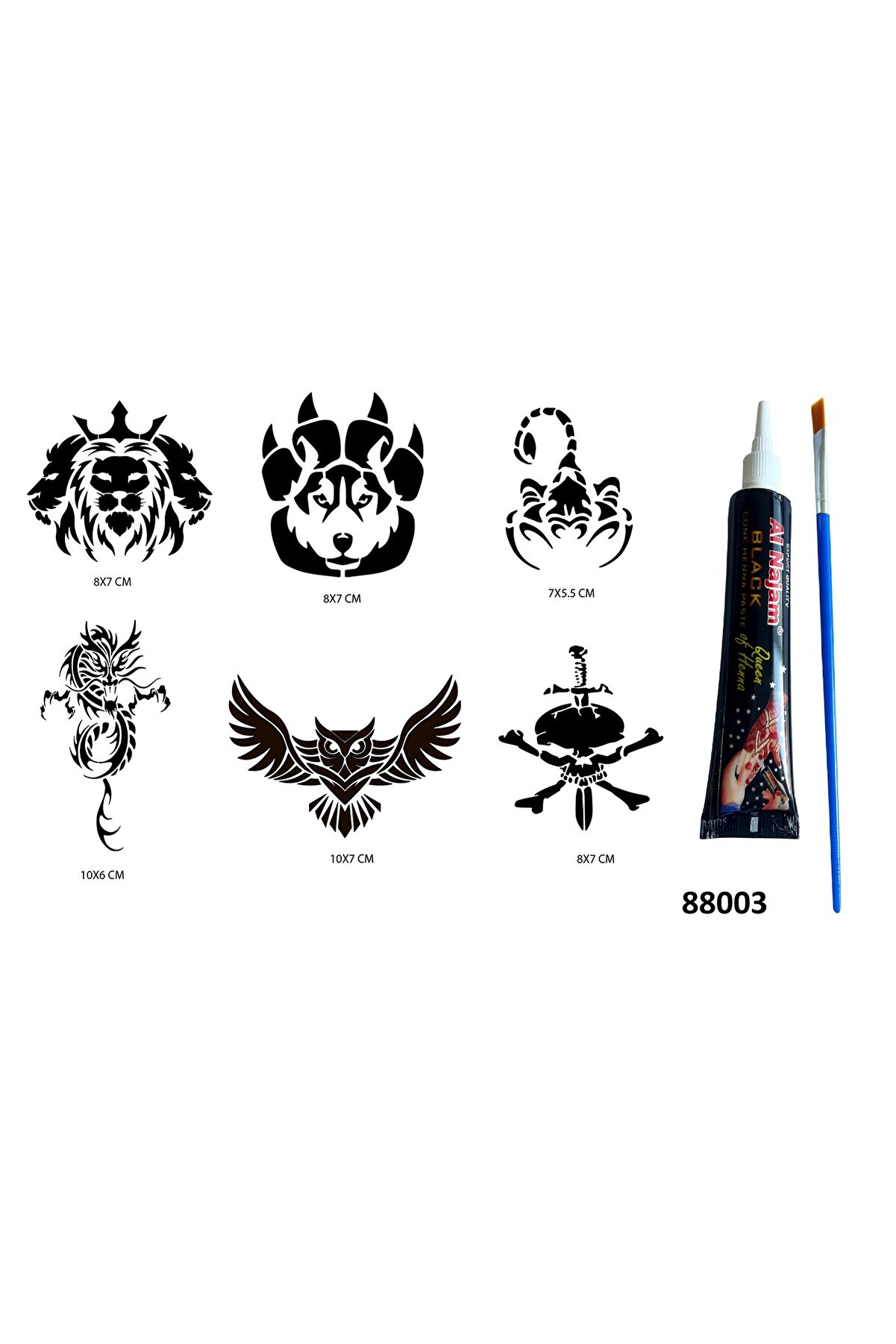 Ai̇rbrush Tattoo Vahşi̇ Hayvanlar Hi̇nt Kınasıyla Geçi̇ci̇ Dövme Seti̇