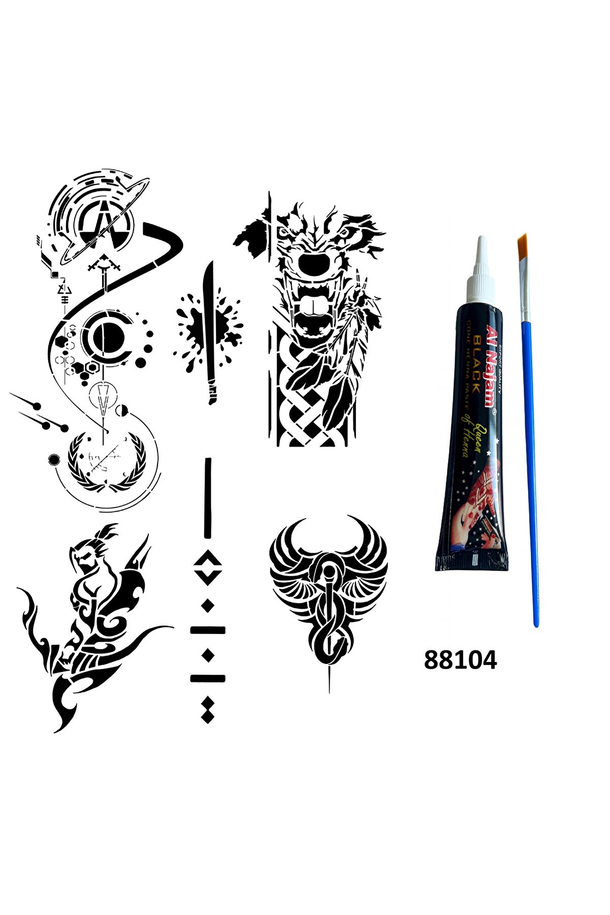 Ai̇rbrush Tattoo Fantasti̇k Kari̇zmati̇k Modeller Hi̇nt Kınasıyla Ge&ccedil;i̇ci̇ D&ouml;vme Yapma Ki̇ti̇