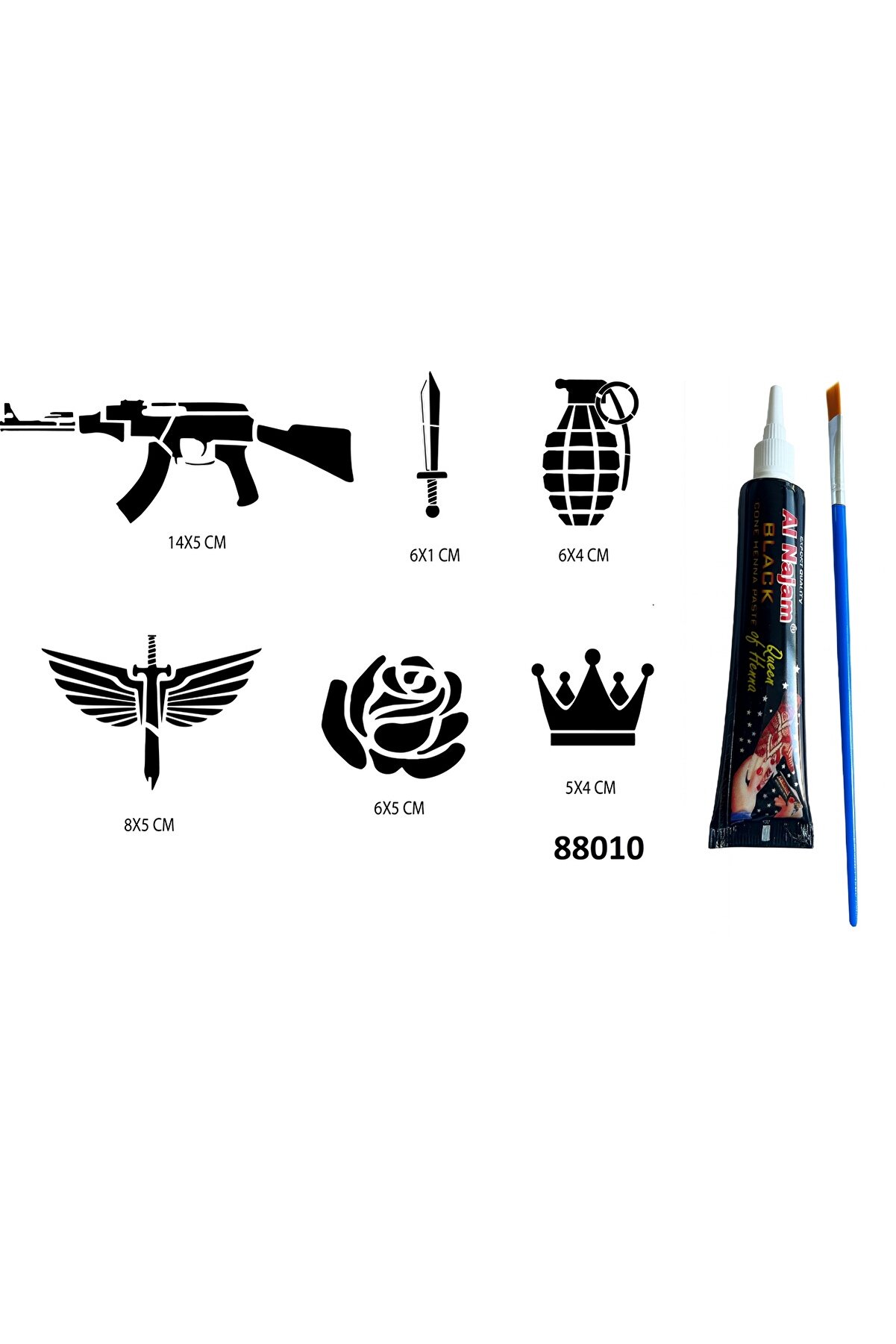 Ai̇rbrush Tattoo Si̇lah Ve Kanat Hi̇nt Kınasıyla Geçi̇ci̇ Dövme Seti̇