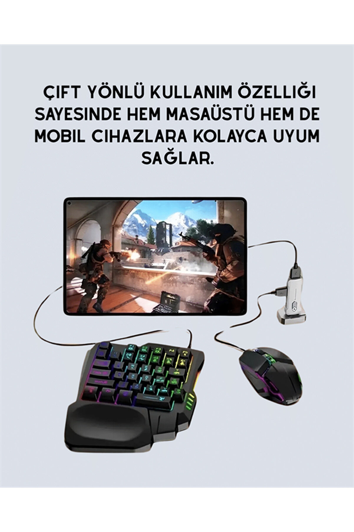 Zengezur 5İn1 Bt5.3 Mobi̇l Oyun Ki̇ti̇ Klavye Mouse Dönüştürücü Seti̇