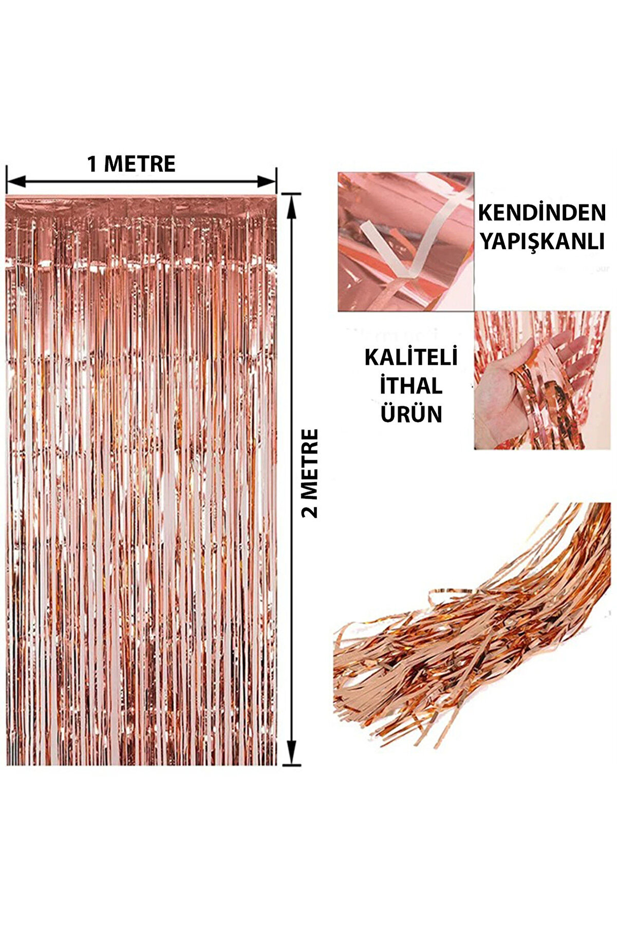 Go İthalat Rose Gold P&uuml;sk&uuml;ll&uuml; Kapı Perdesi̇ - Parti̇, Bekarlığa Veda, Doğum G&uuml;n&uuml; 1X2 M (5258)