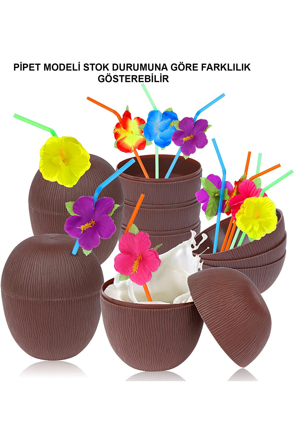 Go İthalat Hi̇ndi̇stan Cevi̇zi̇ Hawai̇i̇ Luau Aloha Pi̇petli̇ İ&ccedil;ecek Kabı Bardak 10X13 Cm 1 Adet (5258)