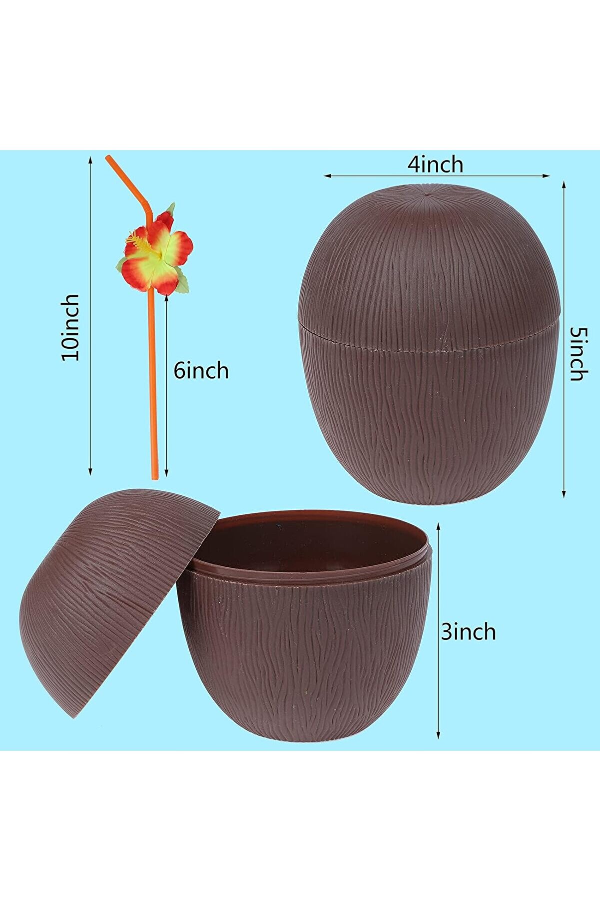 Go İthalat Hi̇ndi̇stan Cevi̇zi̇ Hawai̇i̇ Luau Aloha Pi̇petli̇ İ&ccedil;ecek Kabı Bardak 10X13 Cm 1 Adet (5258)