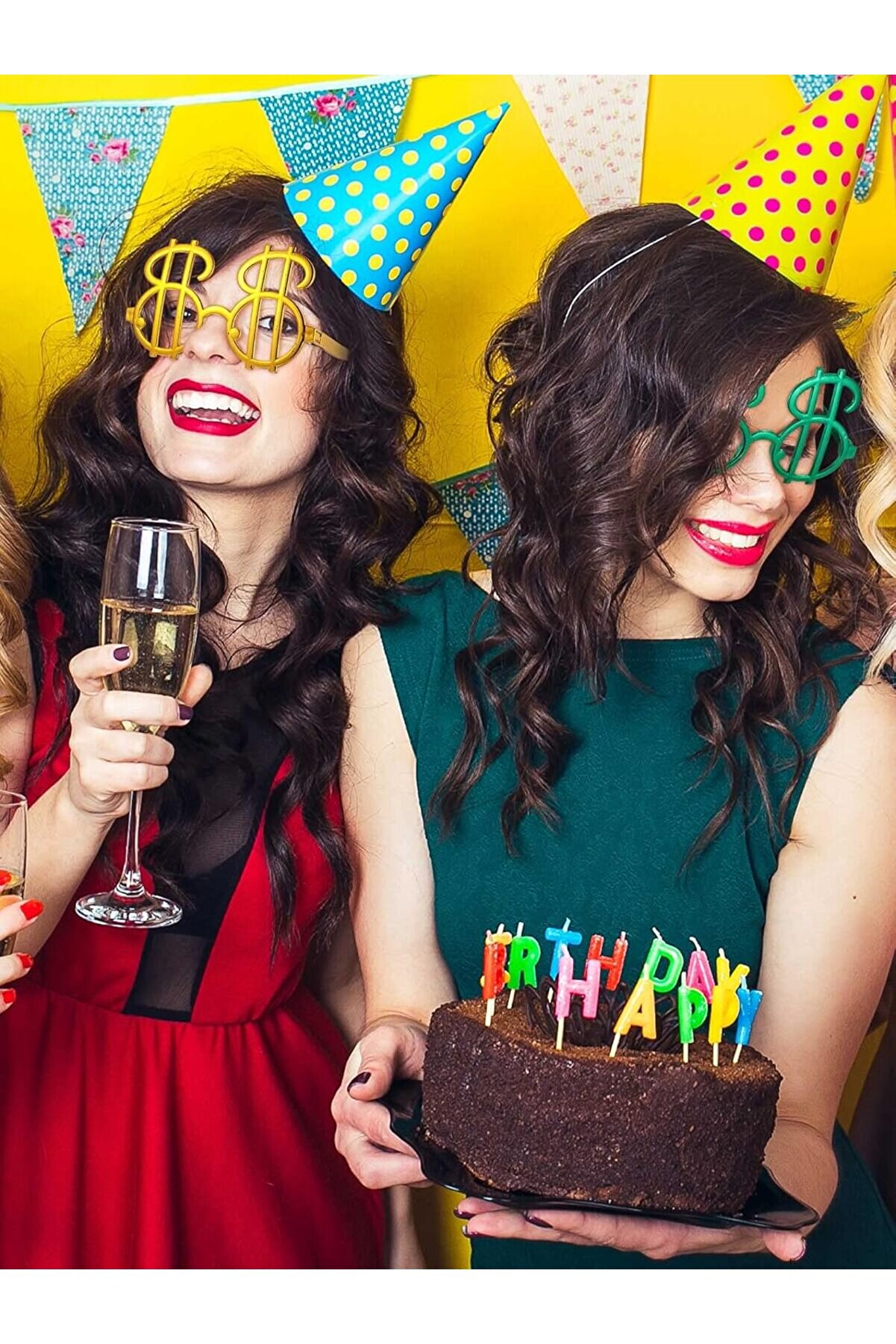 Go İthalat Dolar Şeki̇lli̇ Metali̇ze Parti̇ G&ouml;zl&uuml;ğ&uuml; 6 Adet (5258)