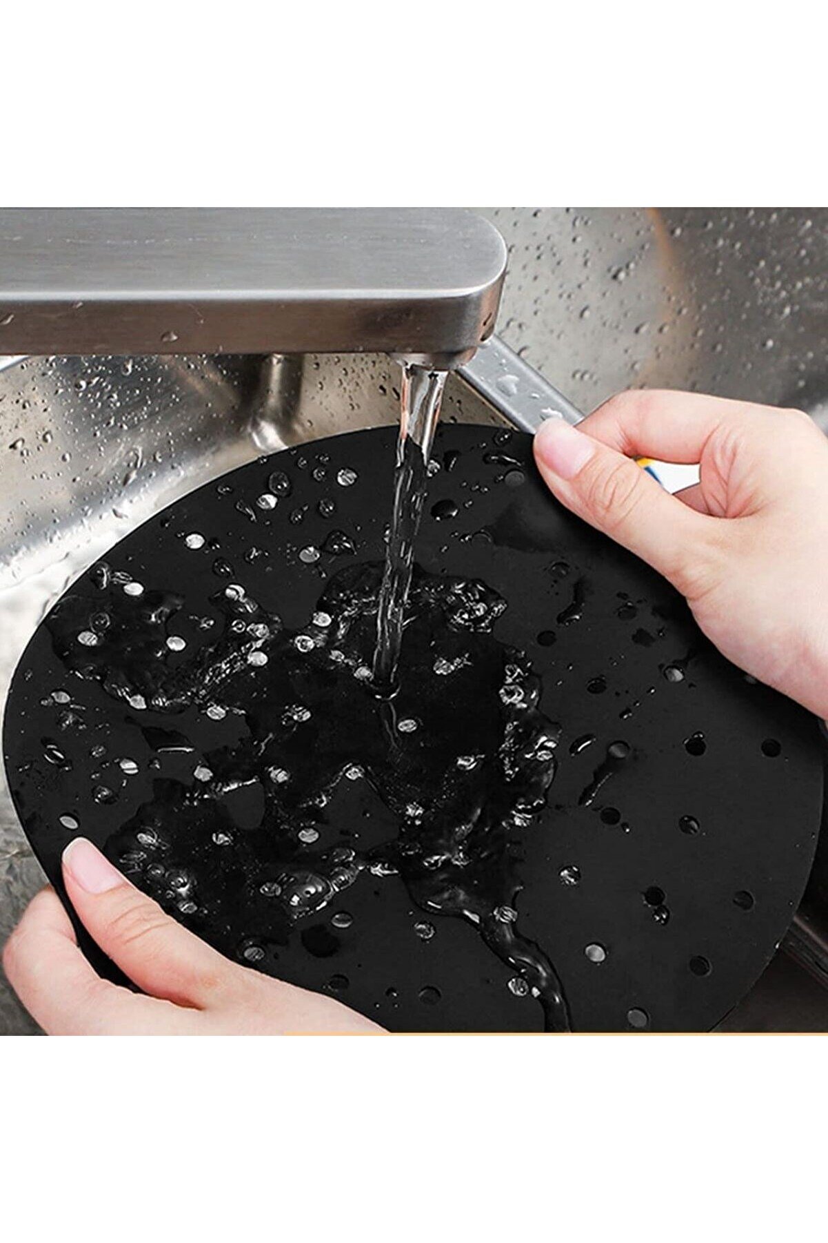 Go İthalat Si̇yah Isıya Dayanıklı Yıkanılabi̇li̇r Si̇li̇kon Fırın Ve Ai̇rfryer Yuvarlak Model Pi̇şi̇rme Matı 23 Cm (52