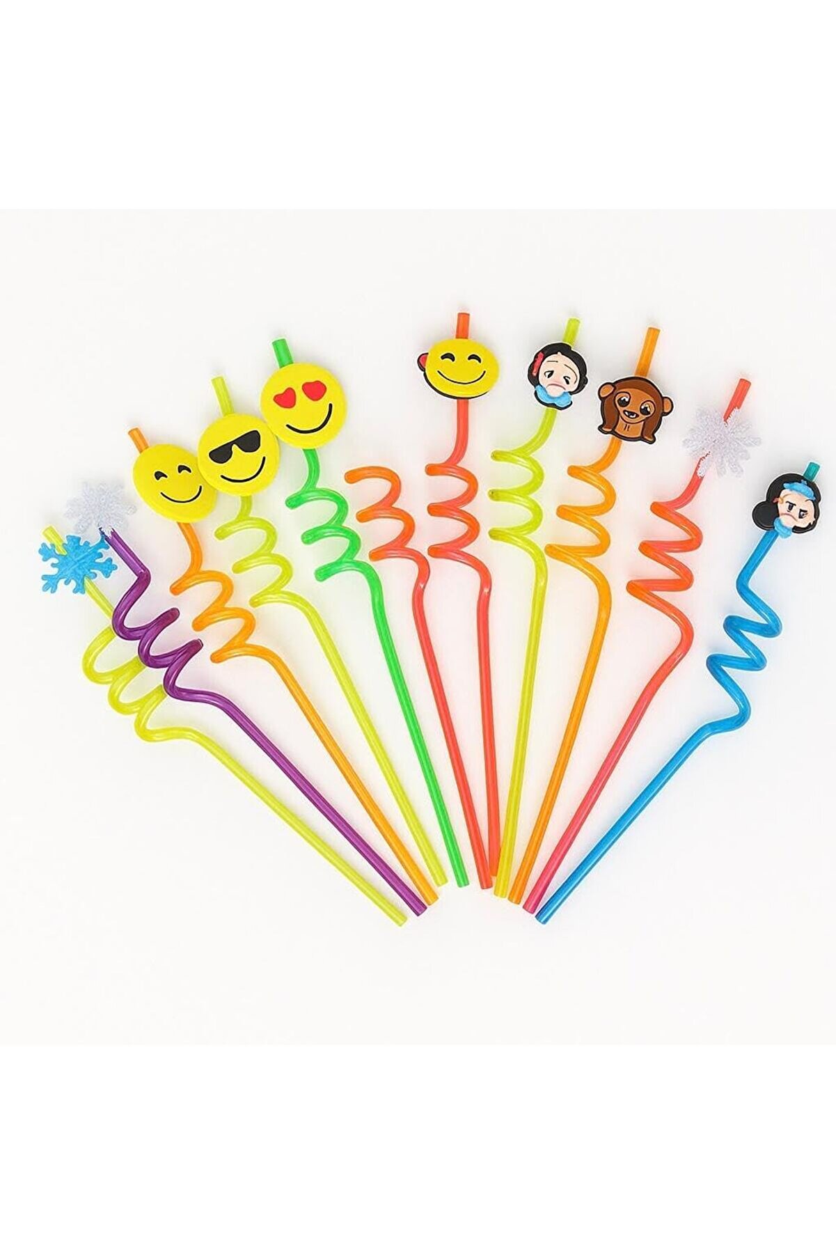STOREMAX Mark New-Max Neşeli Yüzler Figürlü Plastik Parti Pipeti 12'li
