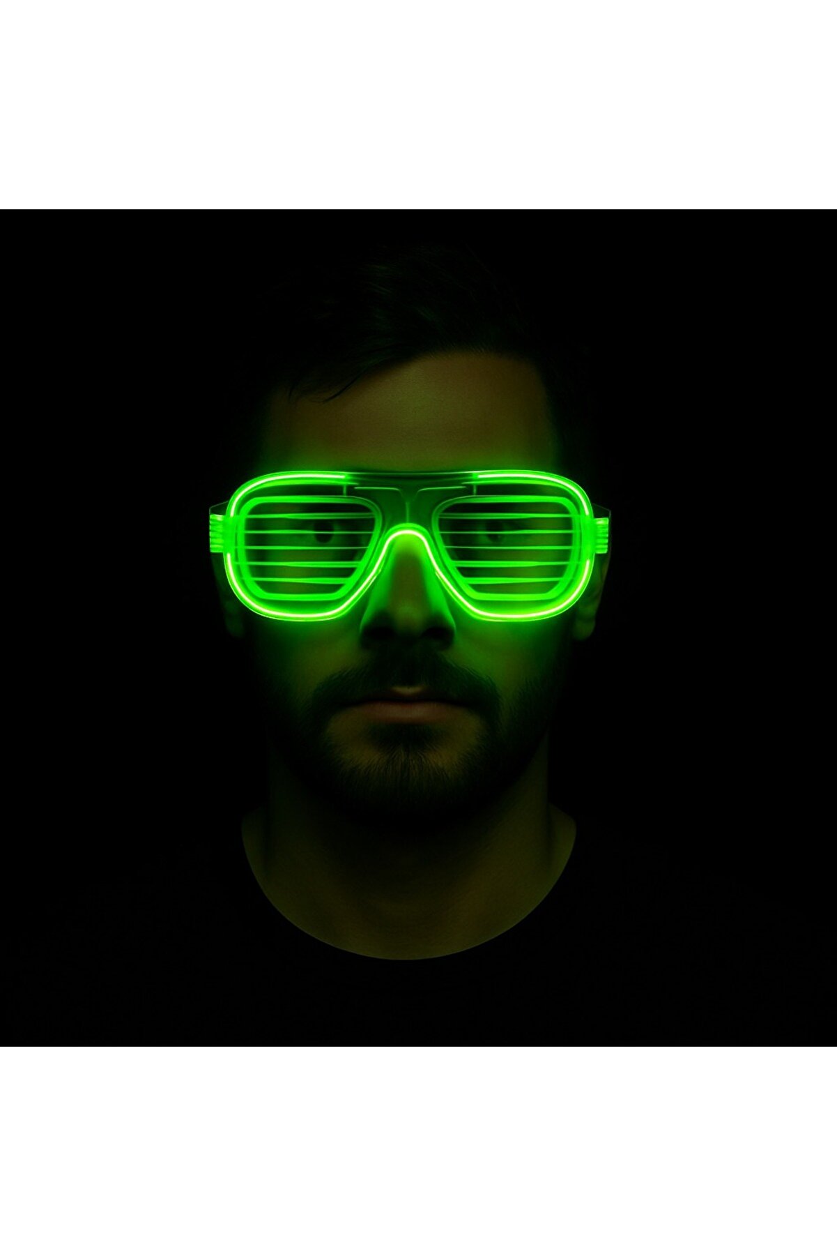 Go İthalat Yeşi̇l Led Işıklı Parti̇ G&ouml;zl&uuml;ğ&uuml; - Neon Glow Şeri̇t G&ouml;zl&uuml;k 3 Modlu (5258)