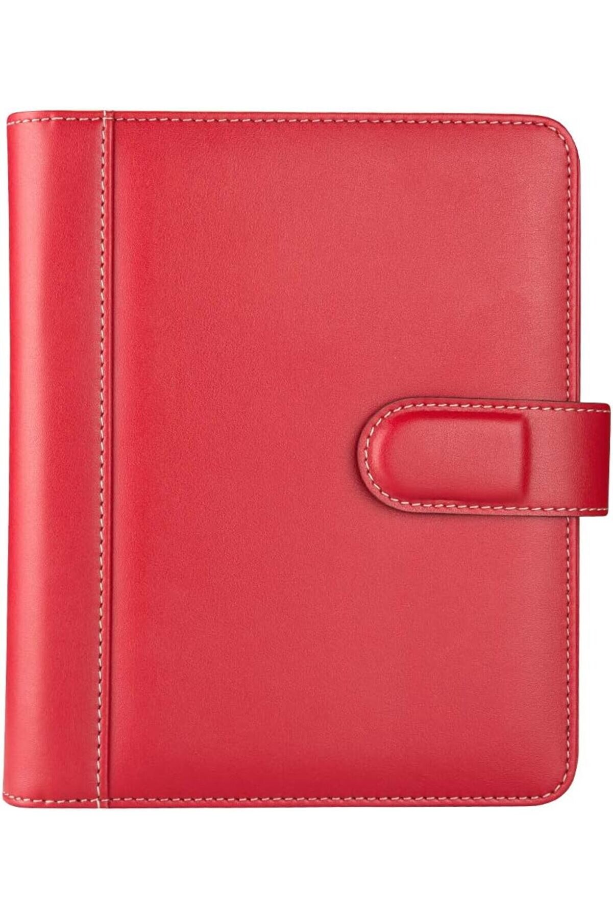 STOREMAX aclyashop 2025 Ajanda Deri Mıknatıs Kapaklı 4 Halka Mekanizmalı Organizer, Kırmızı, 20X23X4 cm. NewD