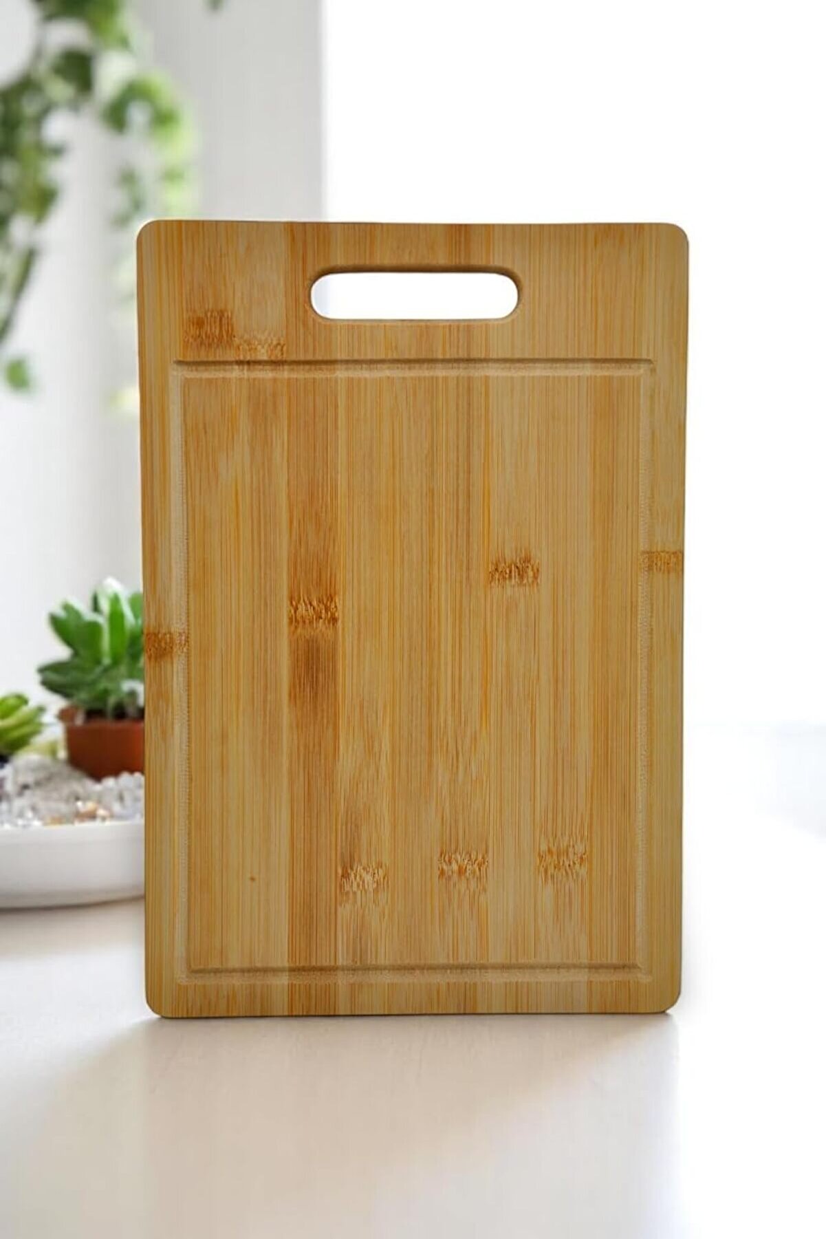 STOREMAX lvnshop Bambu Serisi 32x22 cm Oluklu Antibakteriel Yıkanabilir Bambu Doğrama Tahtası 224120