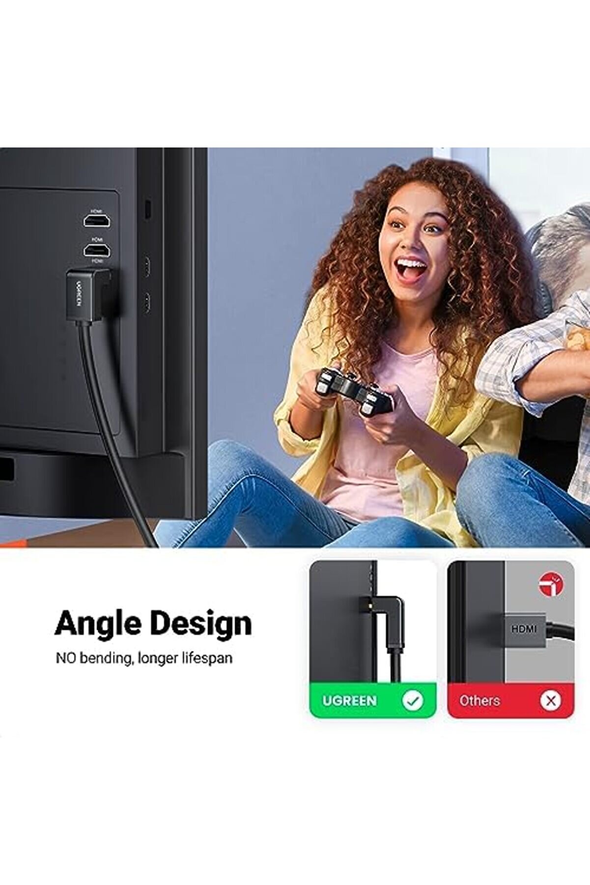 Lvnshop Hdmı 90 Derece Kablo, 2 Metre, Si̇yah 224120