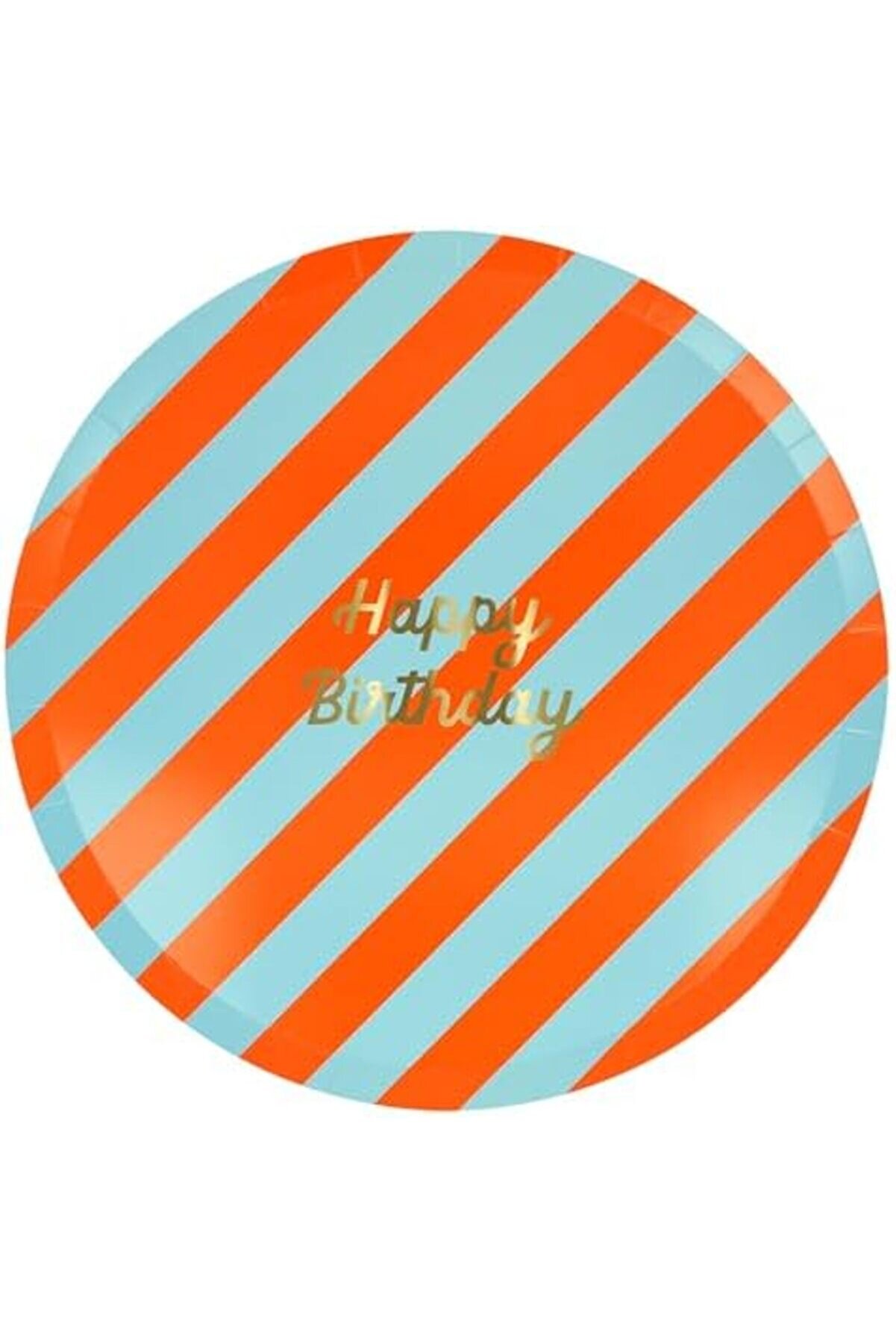 Snshop Meri̇ - Stri̇pe Happy Bi̇rthday Di̇nner Plates - Çi̇zgi̇li̇ Happy Bi̇rthday Tabaklar (L) (X8) 46743