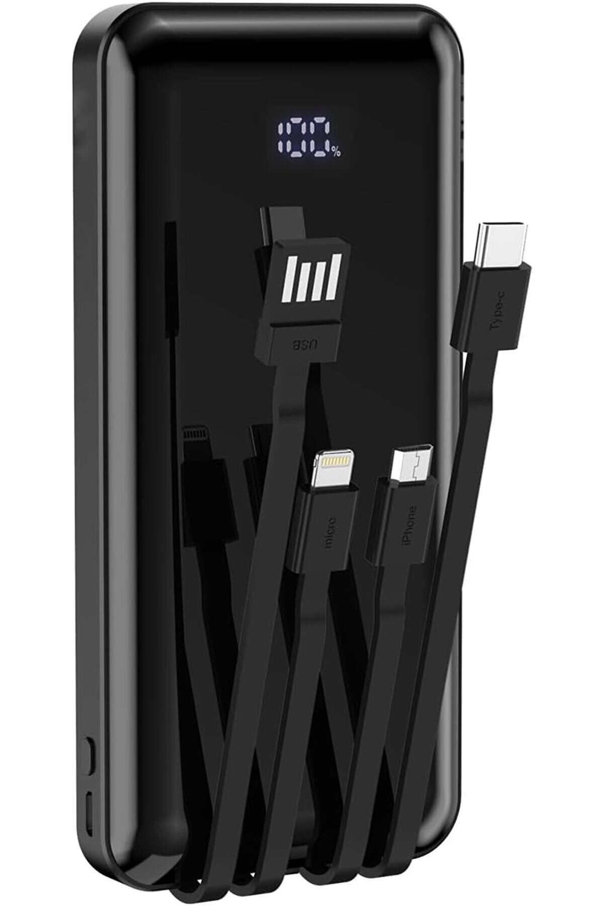 STOREMAX ynsShoping 10000 mAh Göstergeli Dahili Kablolu Powerbank 10000 mAh Powerbank - Type C - USB - Micro