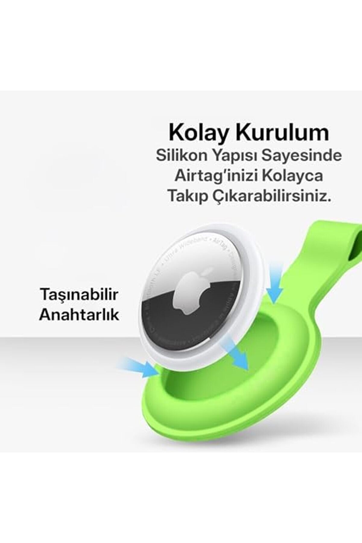 Snshop Ai̇rtag İ&ccedil;i̇n Koruyucu, Karabi̇nalı, Ci̇haza Tam Oturan Yumuşak Si̇li̇kon Kılıf Ve Anahtarlık