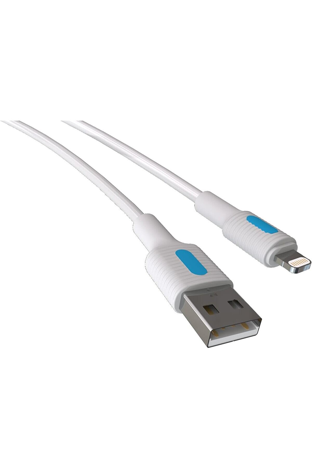STOREMAX Uyumlu USB A- Şarj Kablosu, Beyaz Kablo, Mavi/Beyaz Uçlar (150 CM)