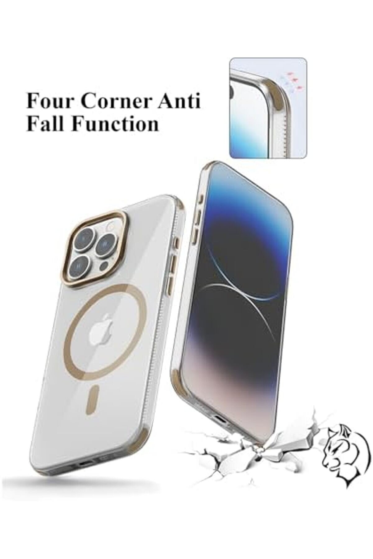 14 Pro Max Uyumlu Şeffaf Kılıf – Dört Köşe Darbe Koruması, Metal Kamera Çerçevesi̇ Ve Tuşla