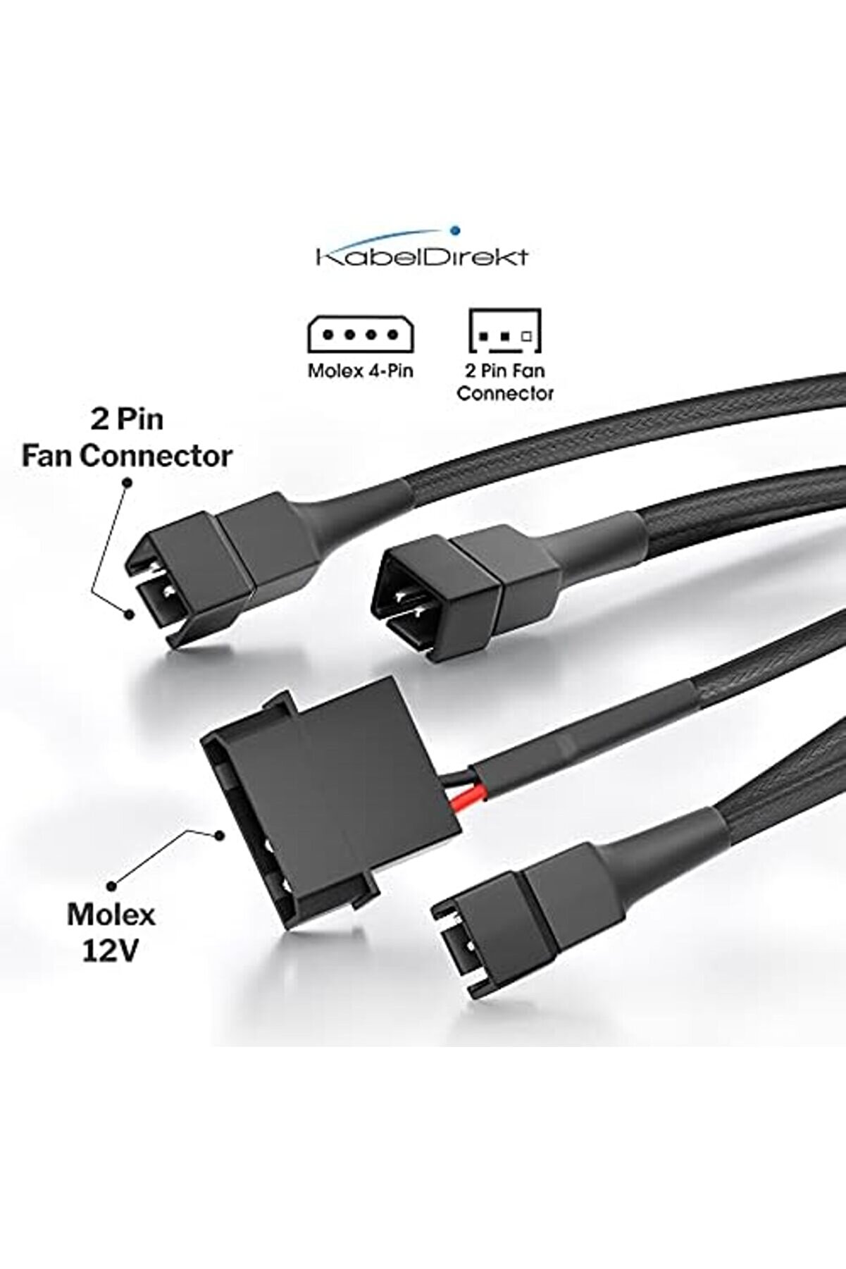 Lvnshop – 4 Pi̇n Molex Fan Dağıtım Kablosu ((5,25 İnç) 12 V – 3 X 3 Pi̇n Fi̇ş 2 Kutuplu, 20-20-20Cm) 2