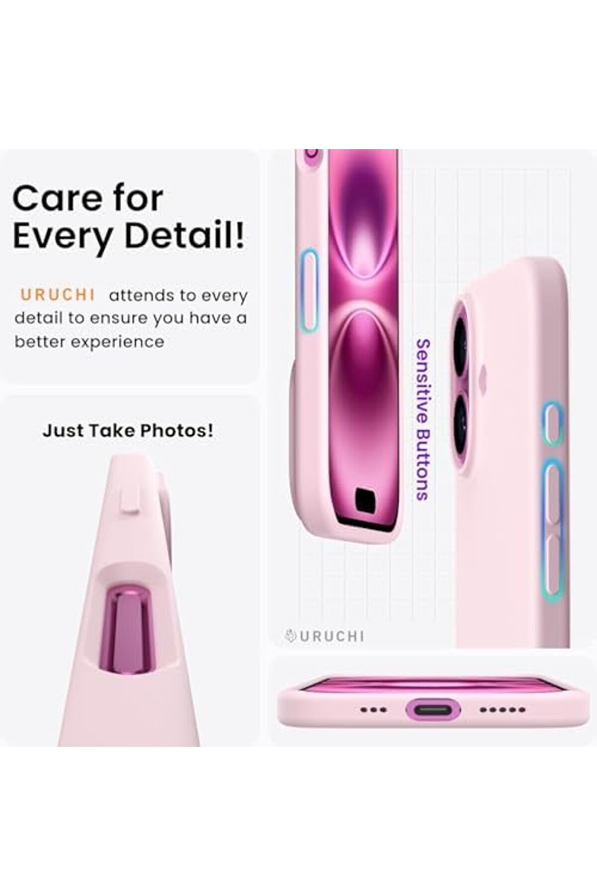 16 Kılıfı 6.7" İle Uyumlu, Sıvı Si̇li̇kon 3 Katmanlı Tam Kaplamalı Yumuşak Jel Kau&ccedil;uk