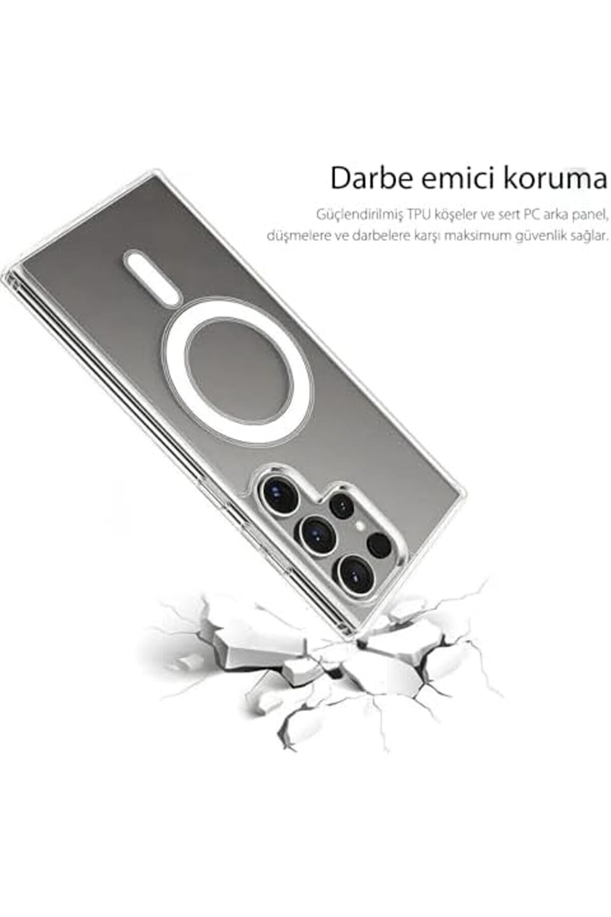 Lvnshop Aksesuar S25 Ultra Uyumlu Şeffaf Kılıf – Manyeti̇k Kablosuz Şarj Destekli̇, Darbe Emi̇ci̇ Ve Day