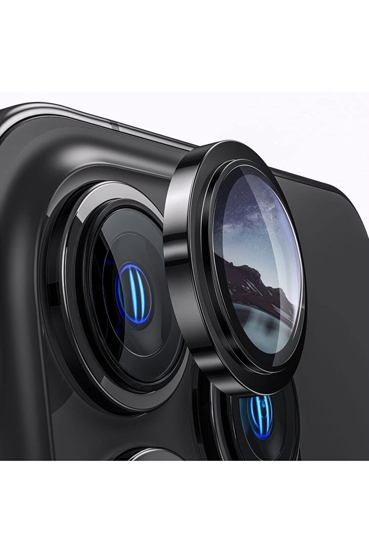 STOREMAX 15 6.1 inc 15 6.7 Kamera Koruma Lensi Çerçeveli Safir 9H Cam 15-15 siyah lens