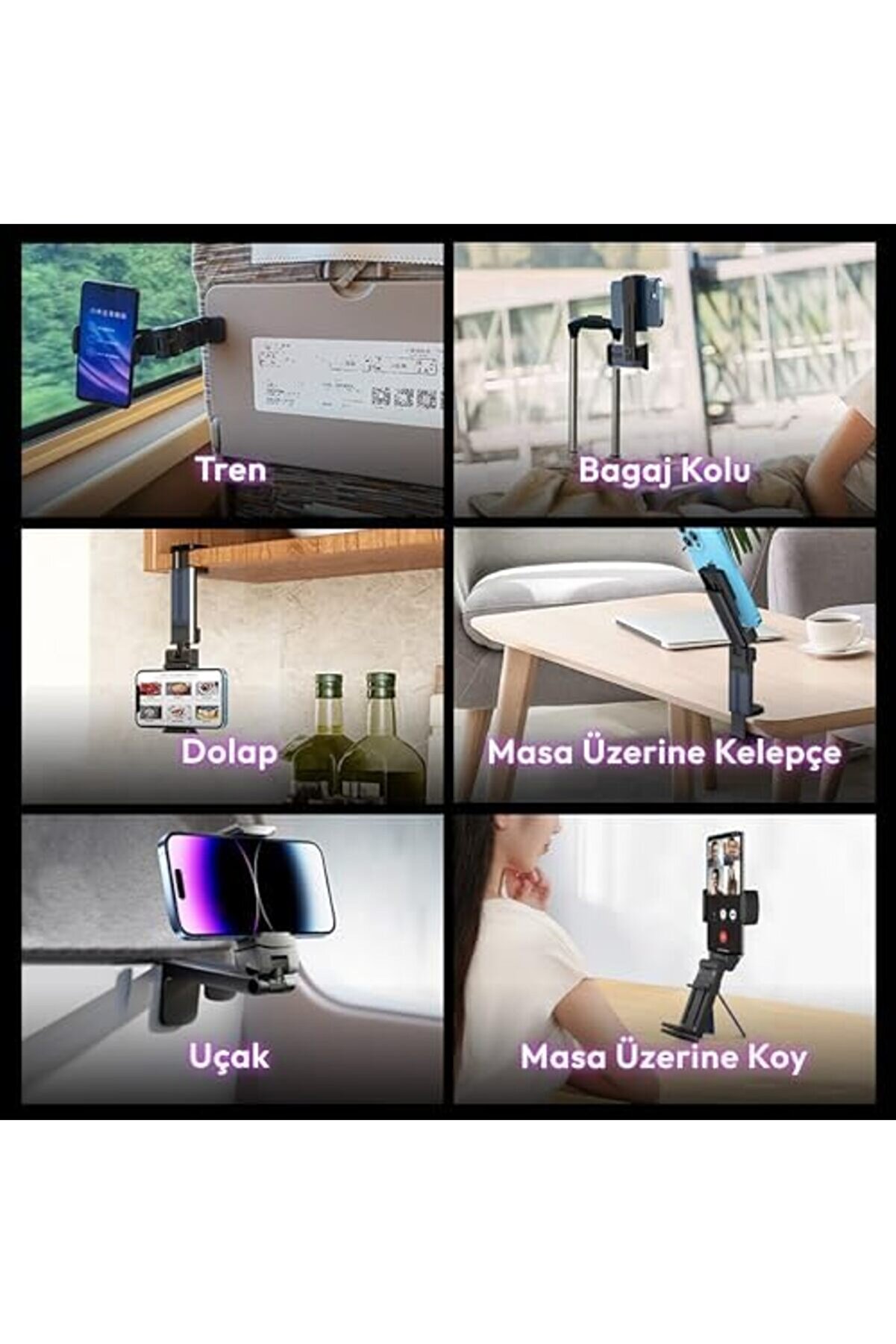 Aclyashop Ve Andoi̇d Telefonlar İçi̇n Çok Fonksi̇yonlu Çok Amaçlı Plasti̇k Telefon Tutacağı (Beyaz) 105