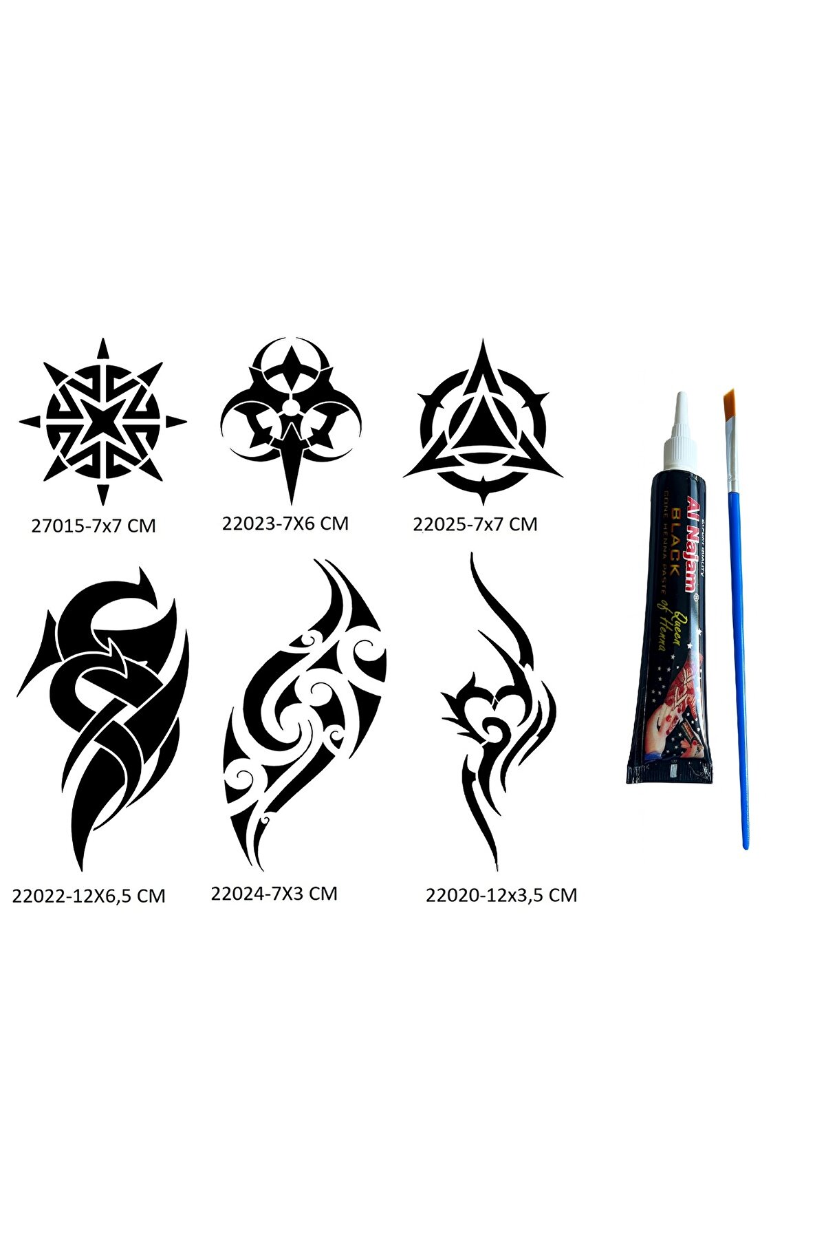 Ai̇rbrush Tattoo Tri̇bal Kol Bacak 6 Adet Şablon Ve Hi̇nt Kınası Geçi̇ci̇ Dövme Seti̇