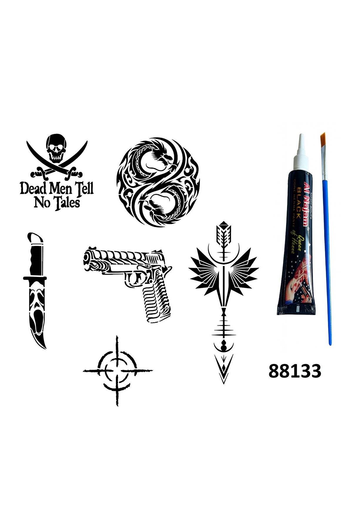 Ai̇rbrush Tattoo Savaş Ve Dragon Hi̇nt Kınasıyla Geçi̇ci̇ Dövme Yapma Seti̇