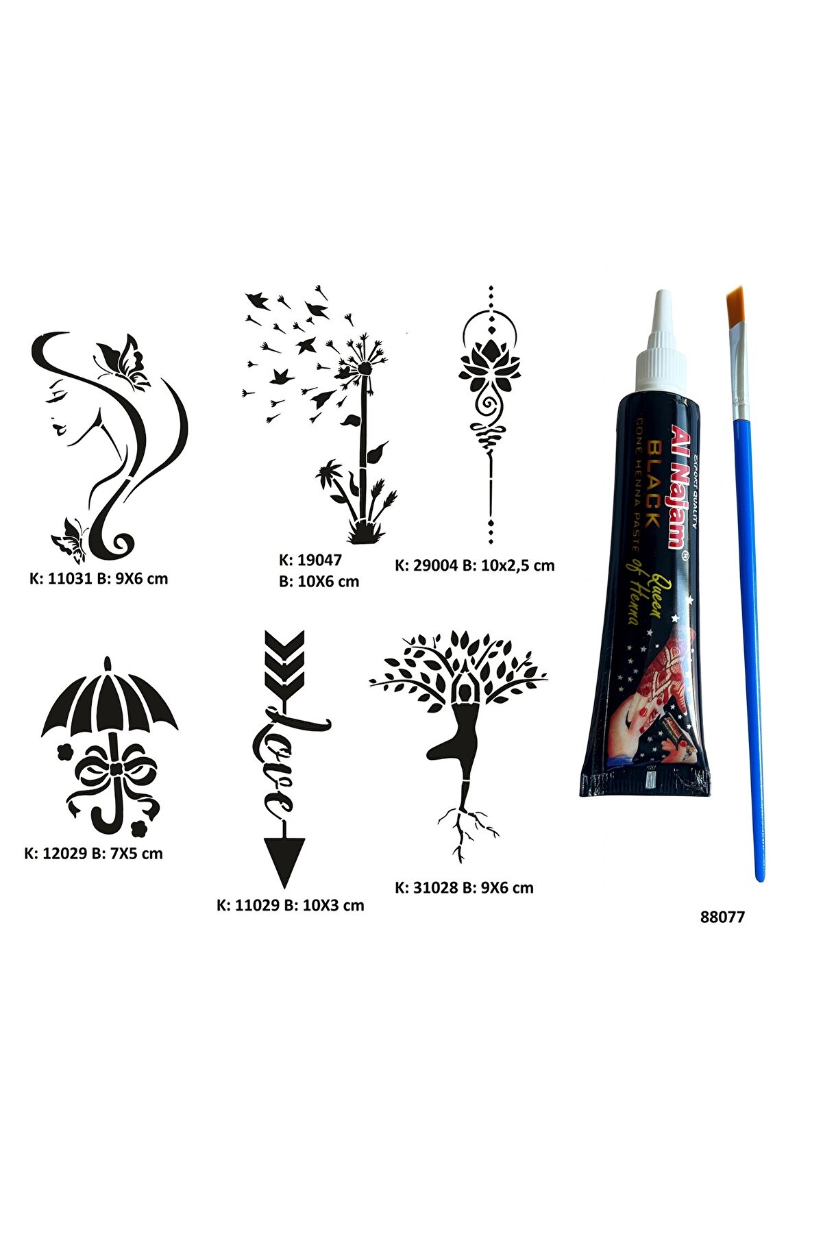 Ai̇rbrush Tattoo Zari̇f Kadın Tüp Kına Ve Fırça Hedi̇yeli̇ Tattoo Geçi̇ci̇ Dövme Seti̇