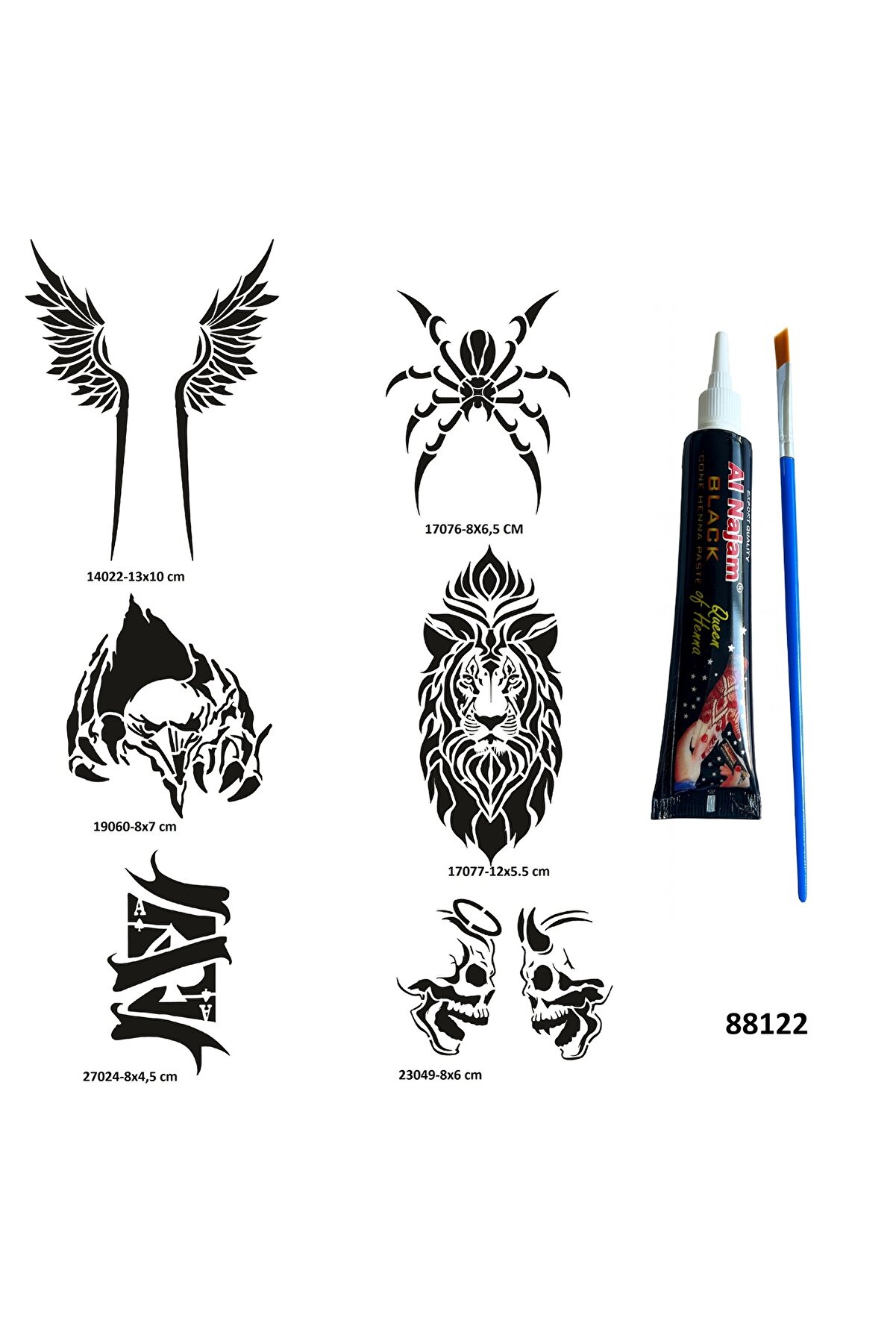 Ai̇rbrush Tattoo Hır&ccedil;ın Tasarımlar Hi̇nt Kınasıyla Ge&ccedil;i̇ci̇ D&ouml;vme Yapma Seti̇