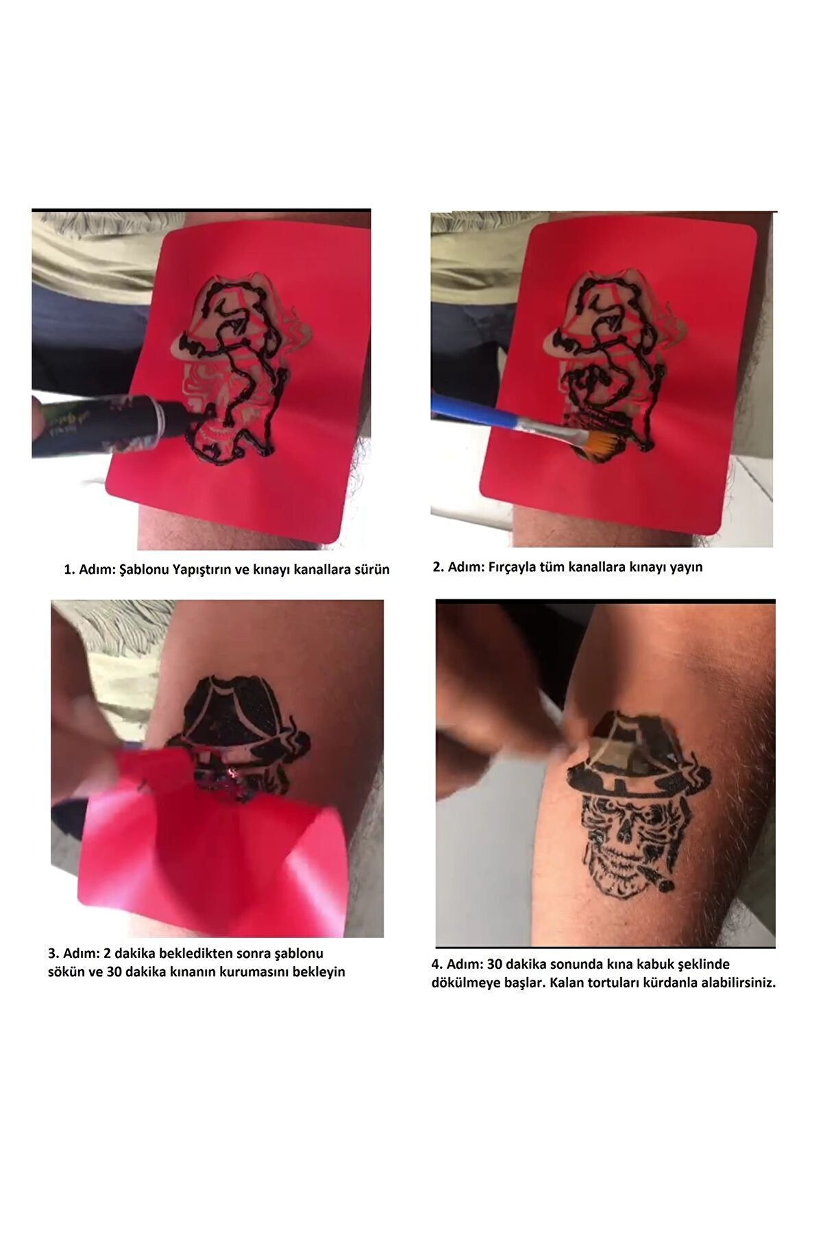 Ai̇rbrush Tattoo Hır&ccedil;ın Tasarımlar Hi̇nt Kınasıyla Ge&ccedil;i̇ci̇ D&ouml;vme Yapma Seti̇