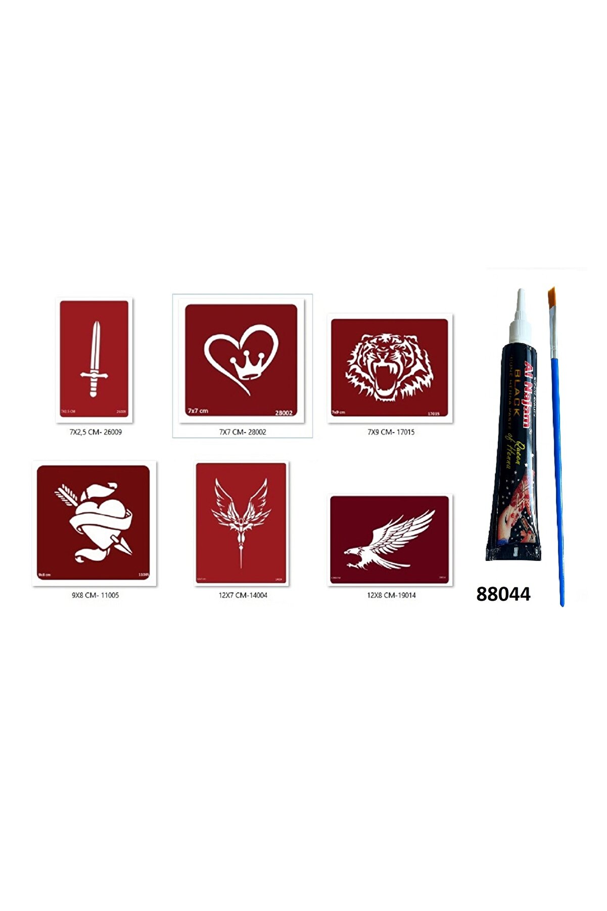 Ai̇rbrush Tattoo Kılıç Kalp Hi̇nt Kınasıyla Geçi̇ci̇ Dövme Seti̇